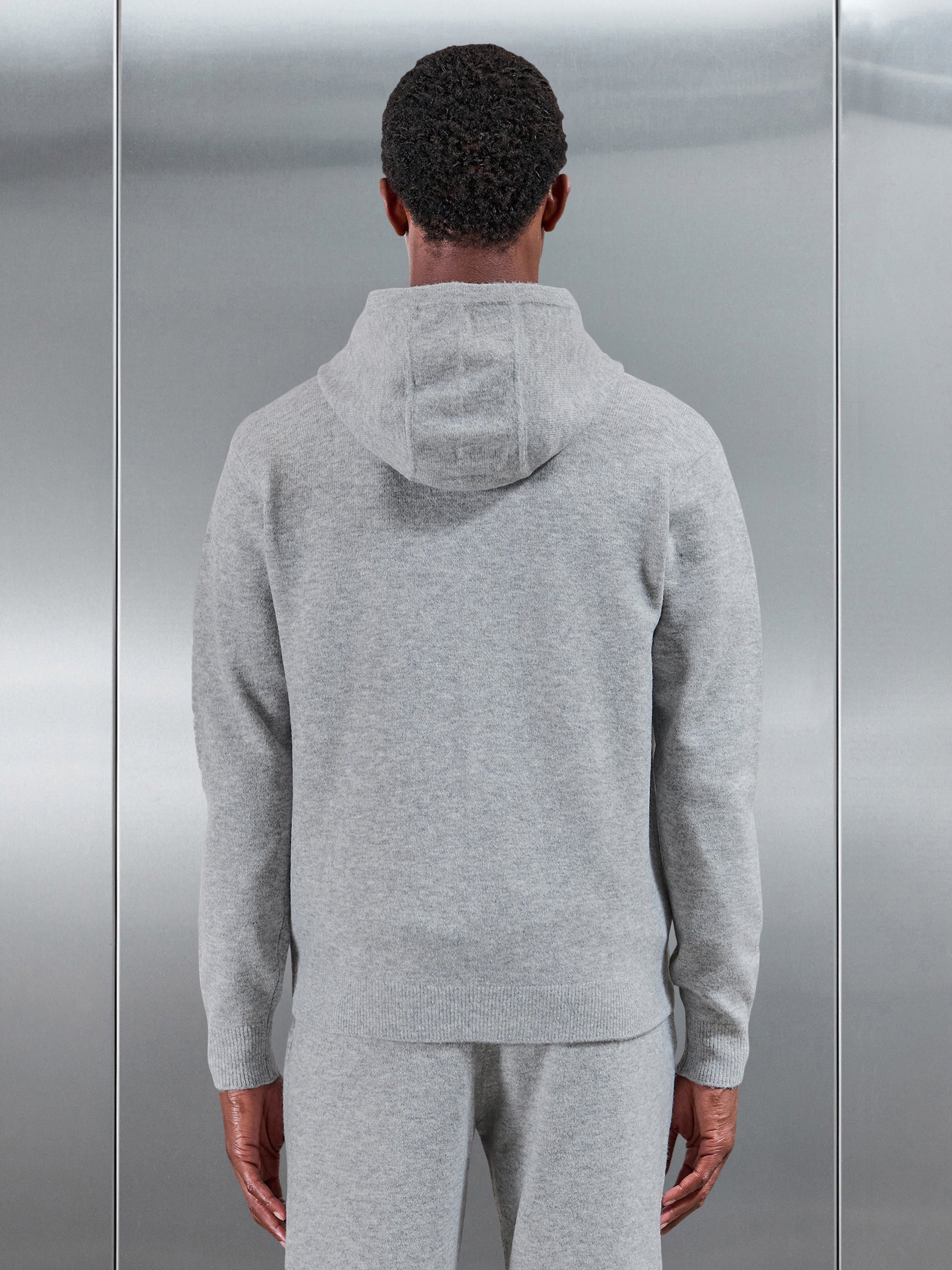 Chunky Wool Zip Hoodie in Marl Grey