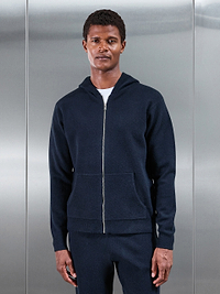 Chunky Wool Zip Hoodie in Navy