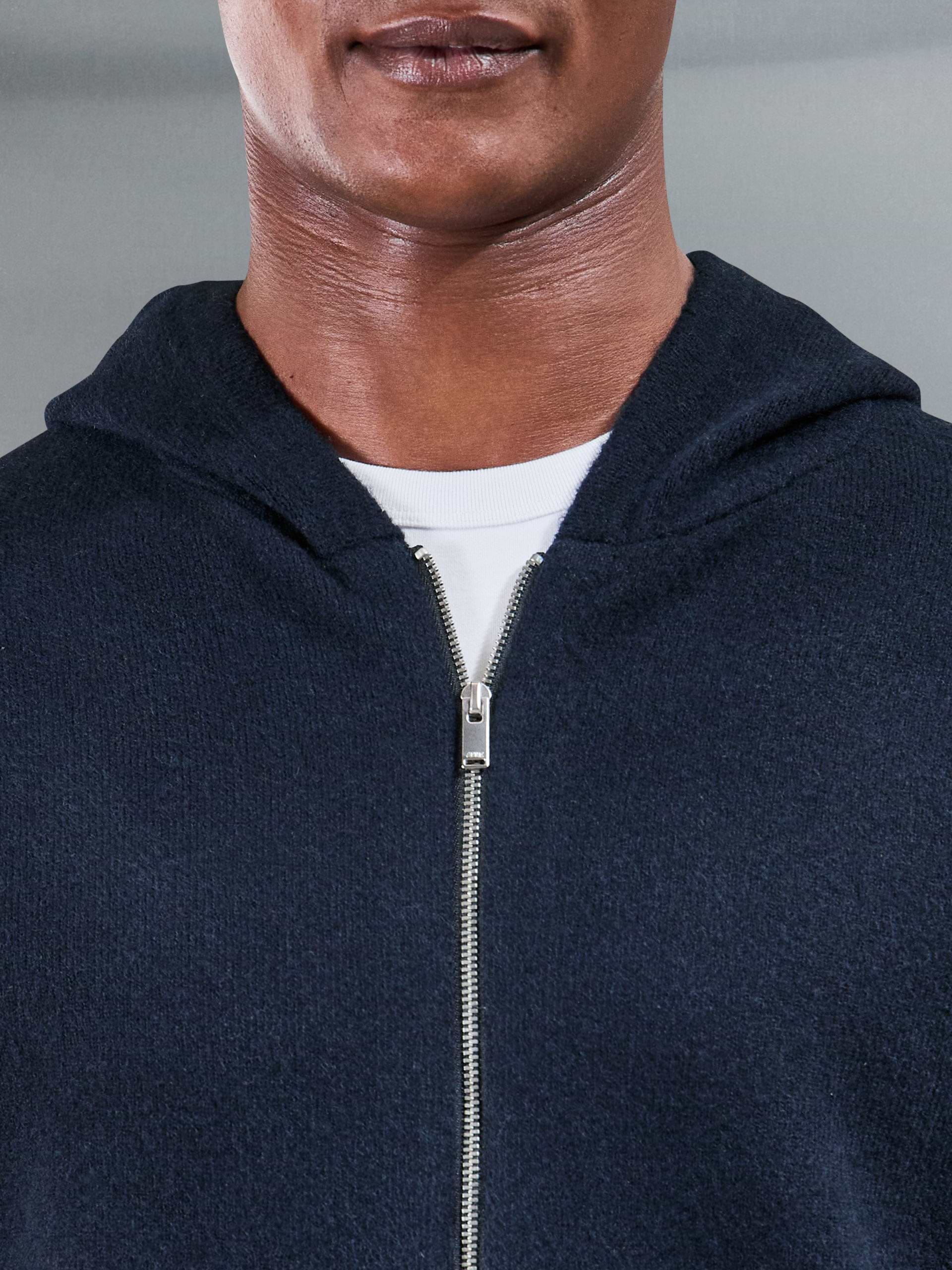 Chunky Wool Zip Hoodie in Navy