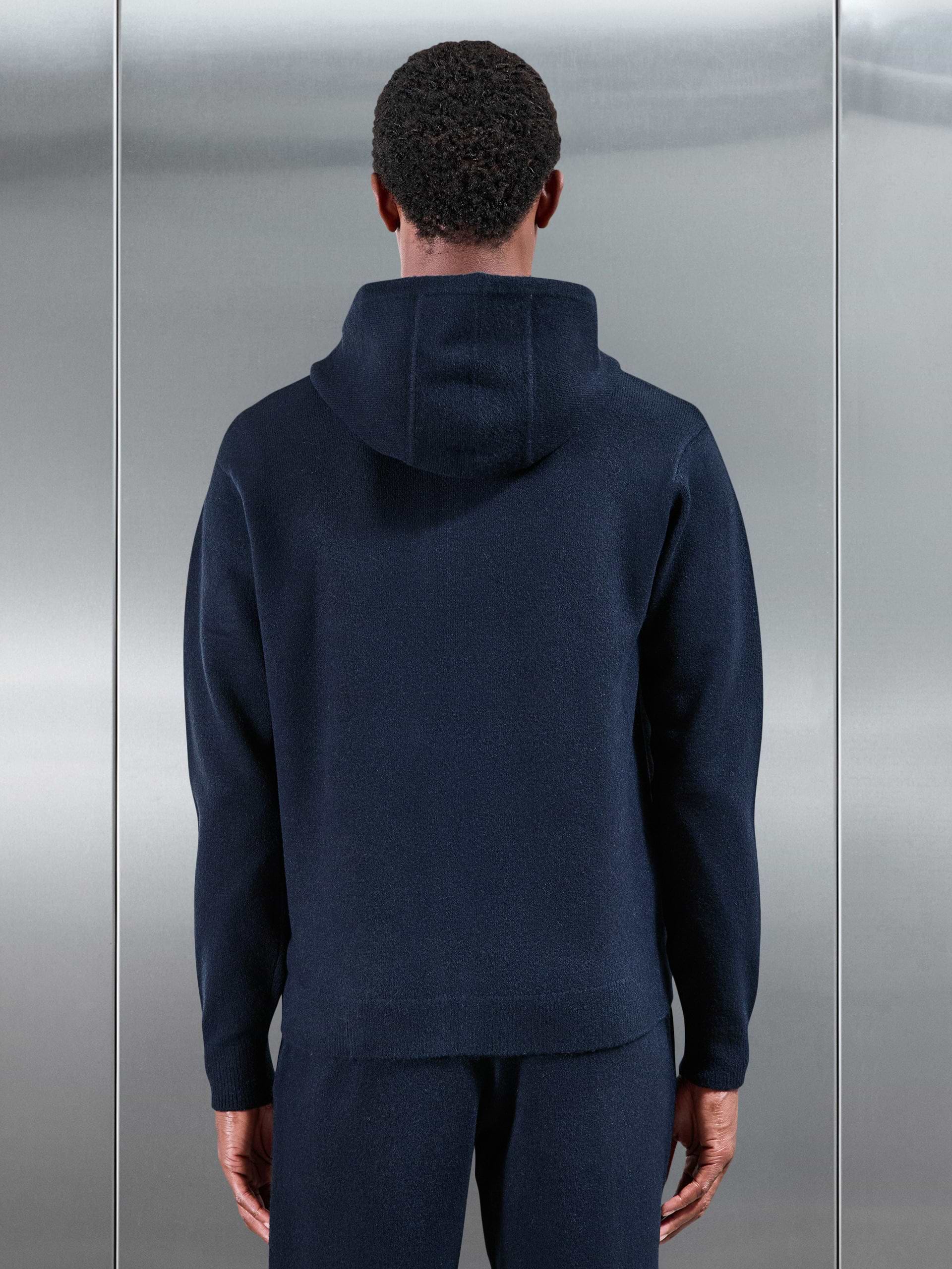 Chunky Wool Zip Hoodie in Navy