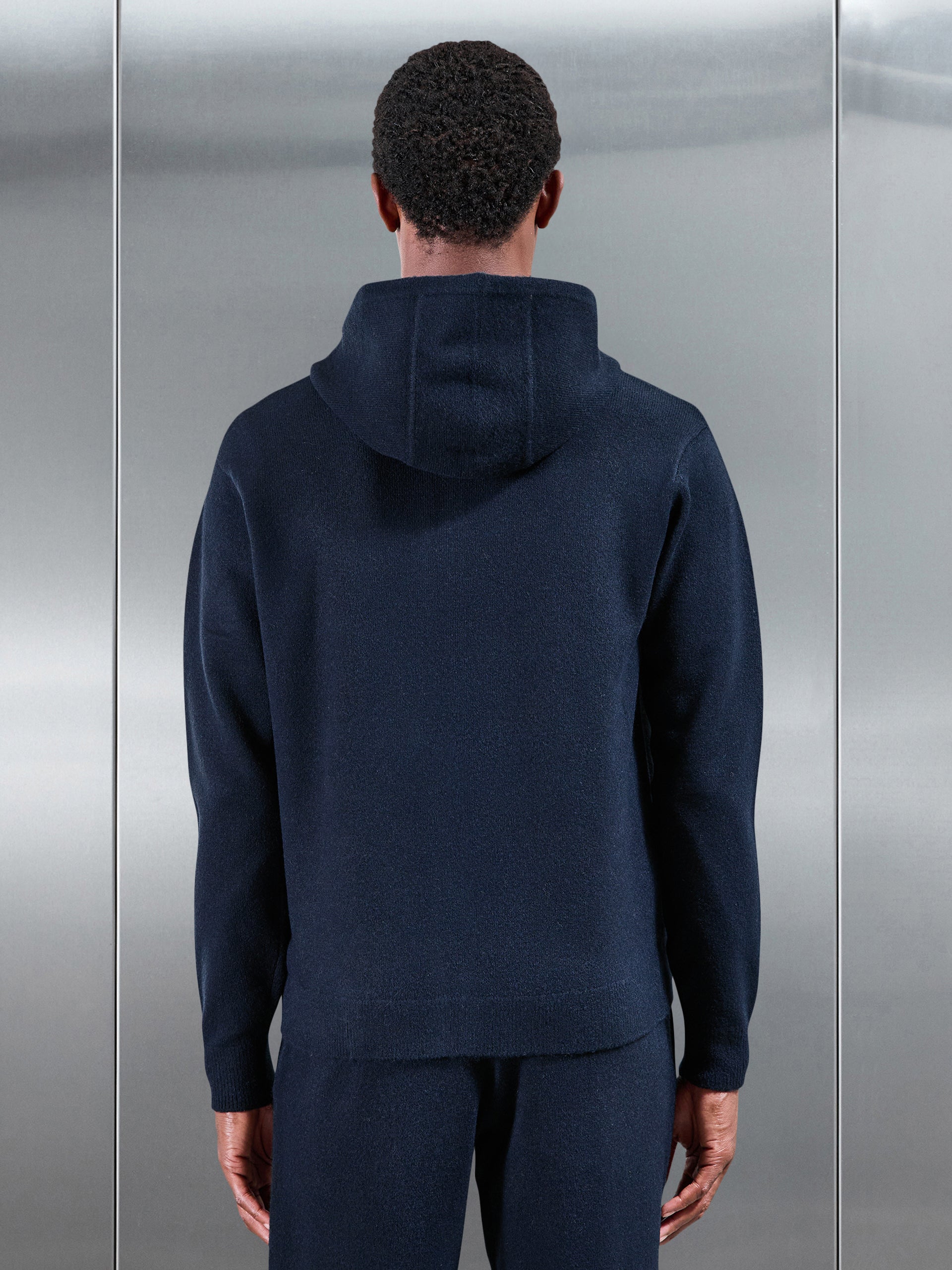 Chunky Wool Zip Hoodie in Navy