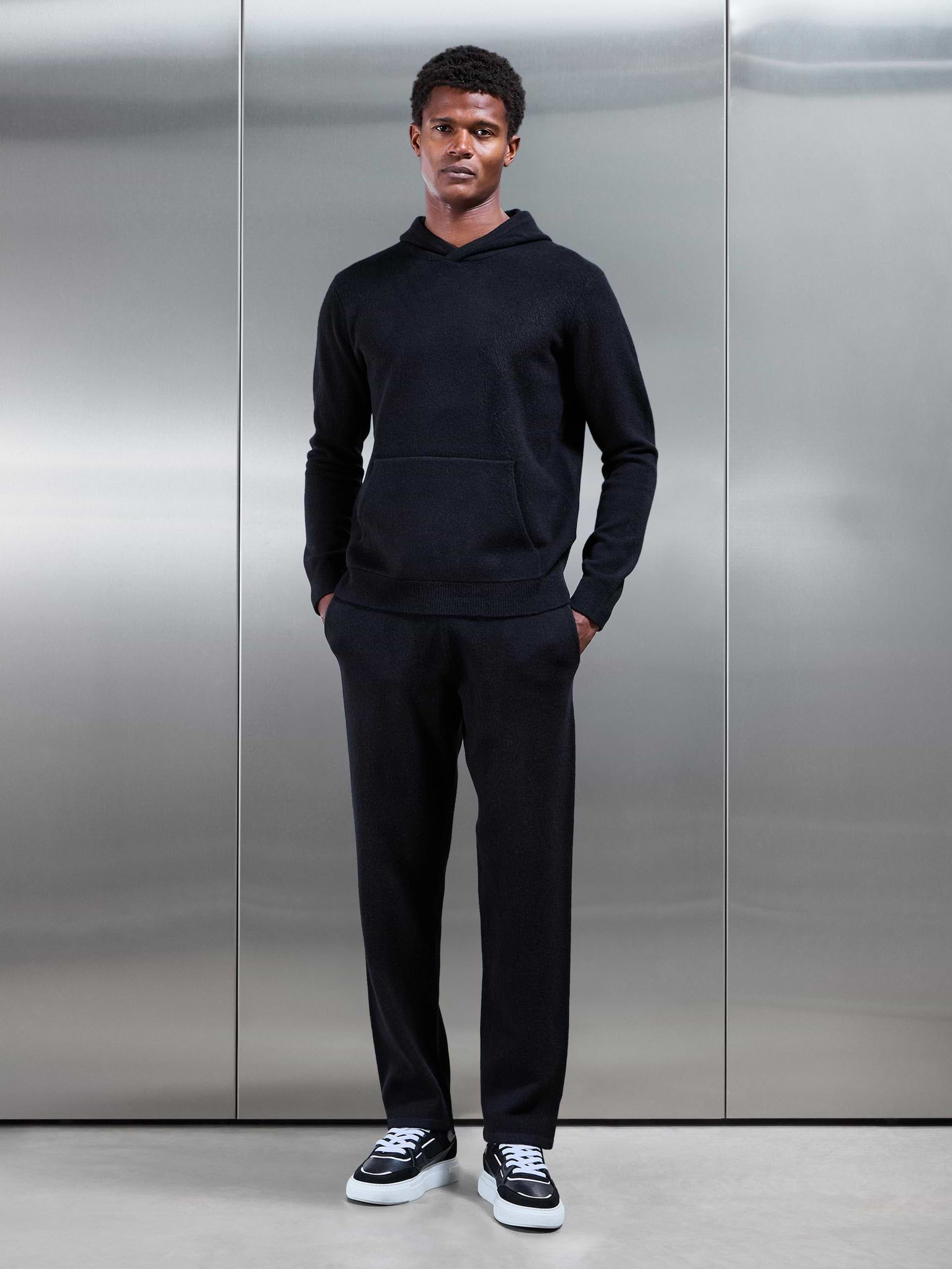 Chunky Wool Hoodie in Black