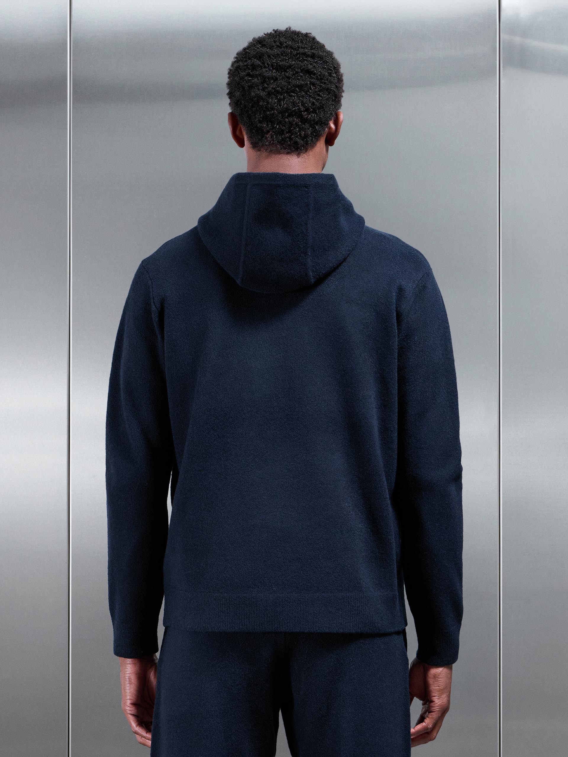 Chunky Wool Hoodie in Navy