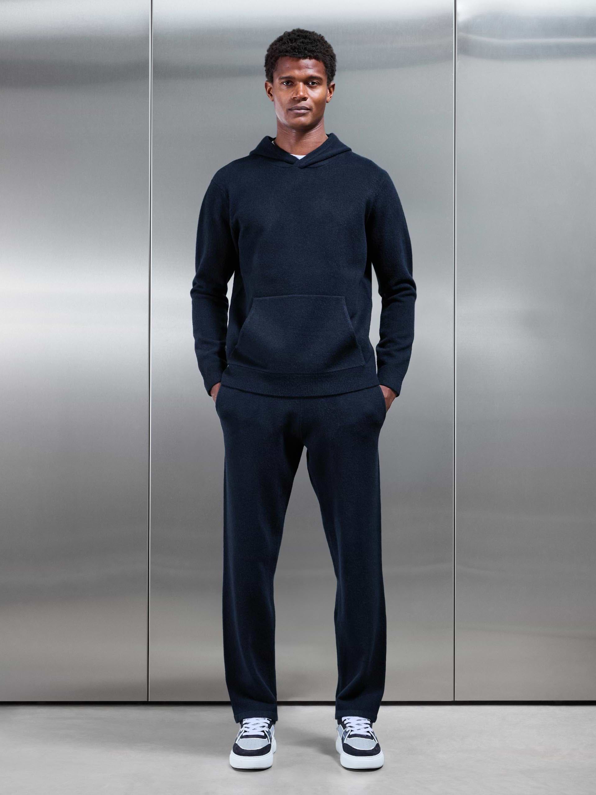 Chunky Wool Hoodie in Navy