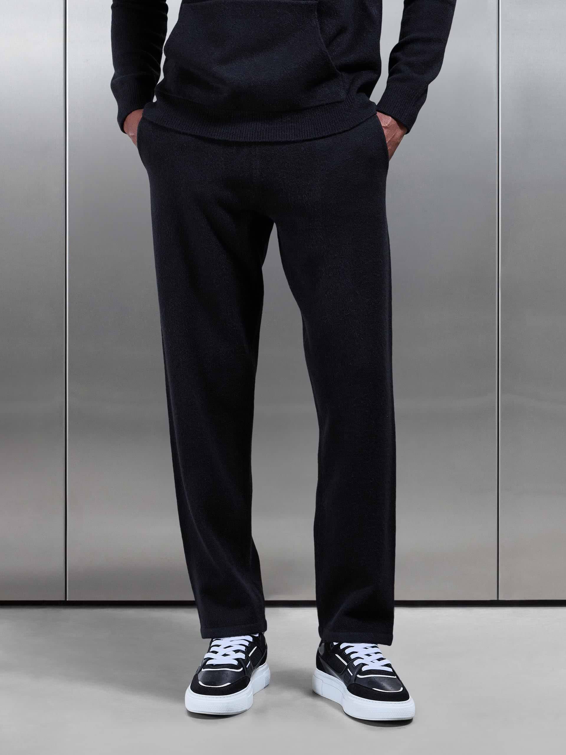 Chunky Wool Straight Leg Jogger in Black