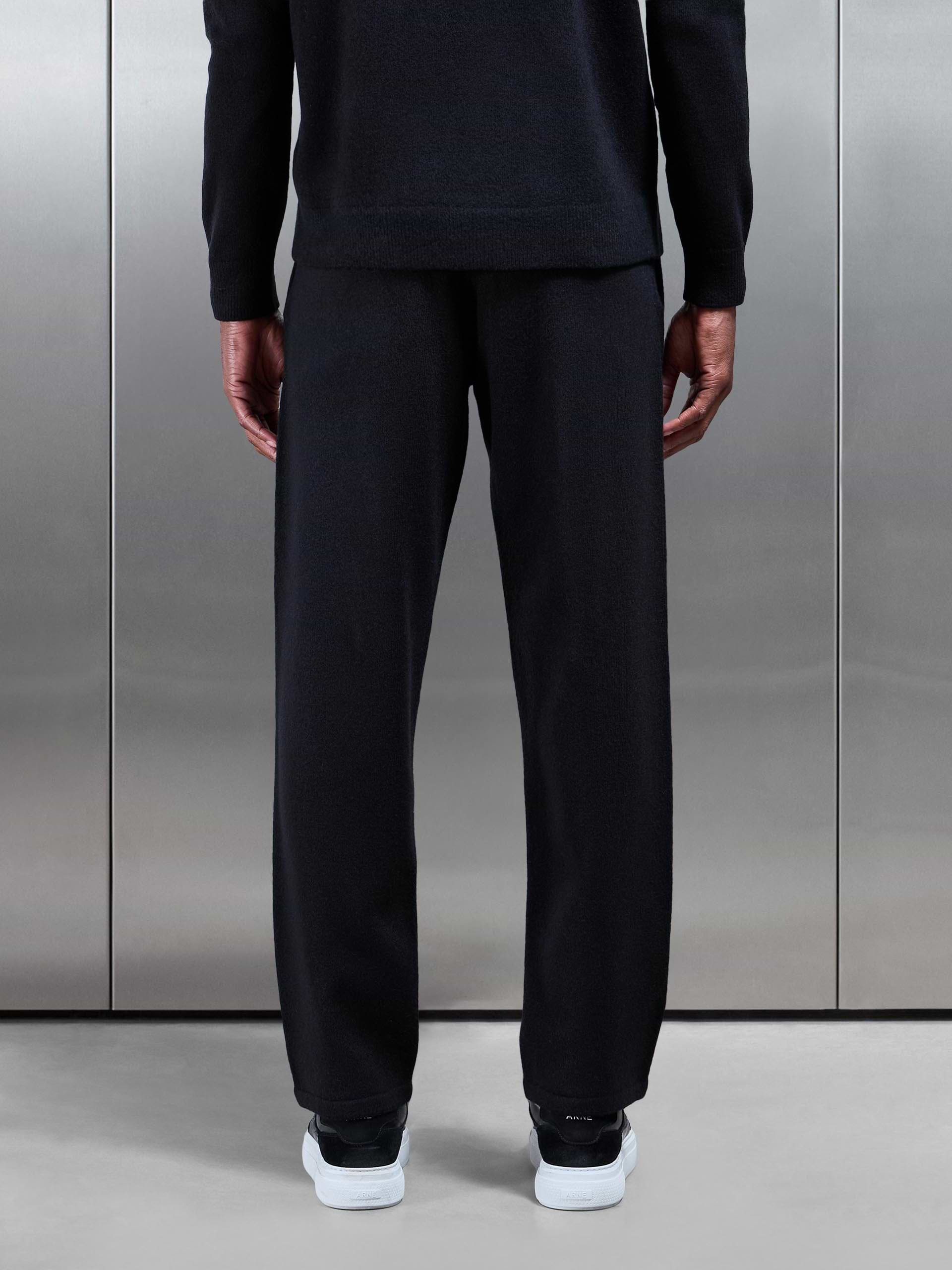 Chunky Wool Straight Leg Jogger in Black