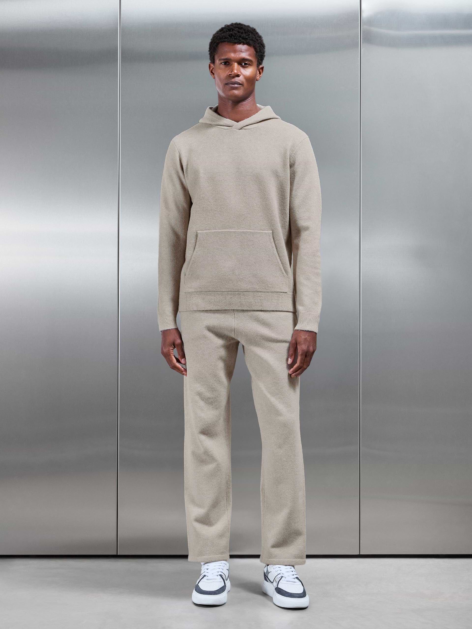 Chunky Wool Straight Leg Jogger in Stone