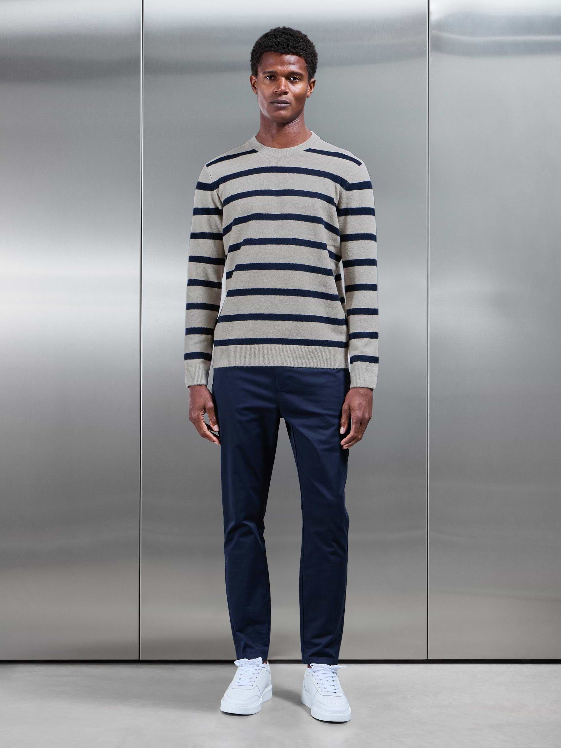 Chunky Wool Stripe Sweatshirt in Stone