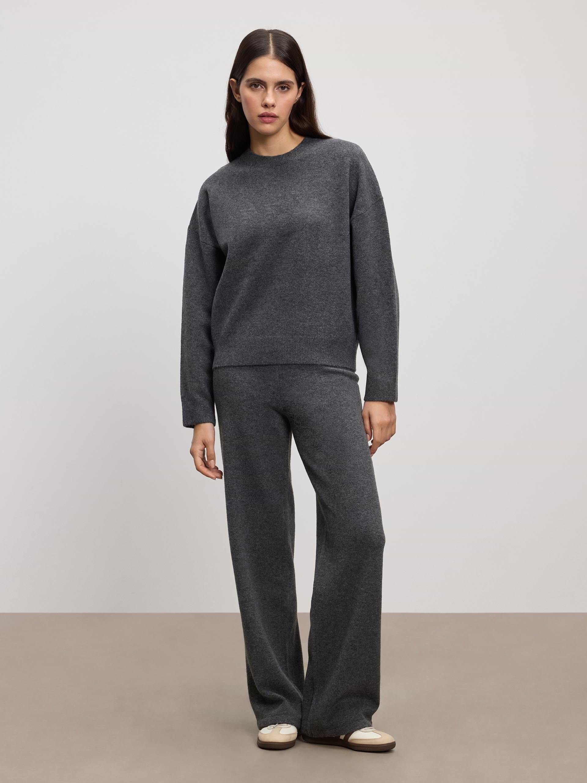 Womens Chunky Wool Sweatshirt in Charcoal