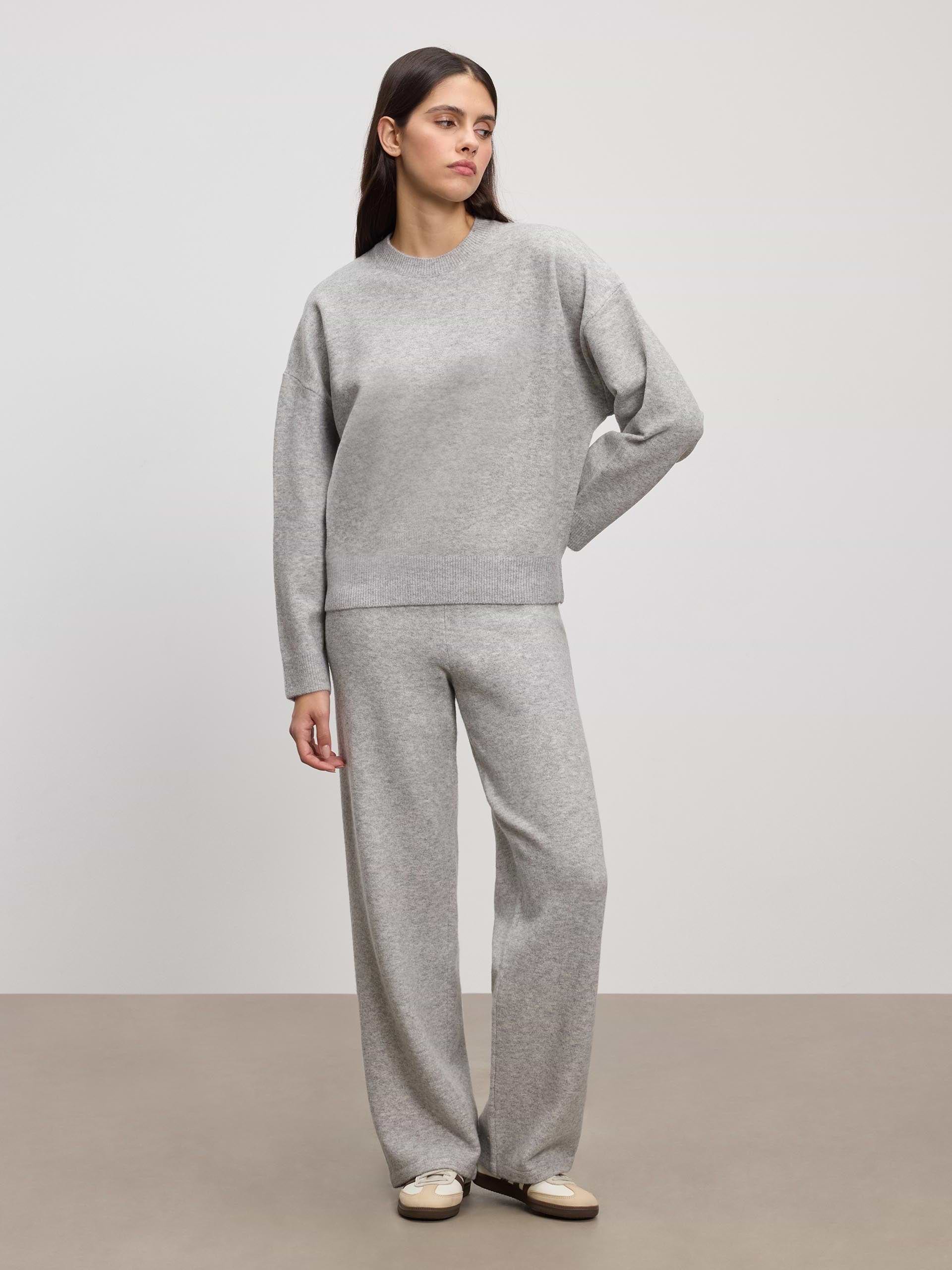 Womens Chunky Wool Jogger in Grey Marl