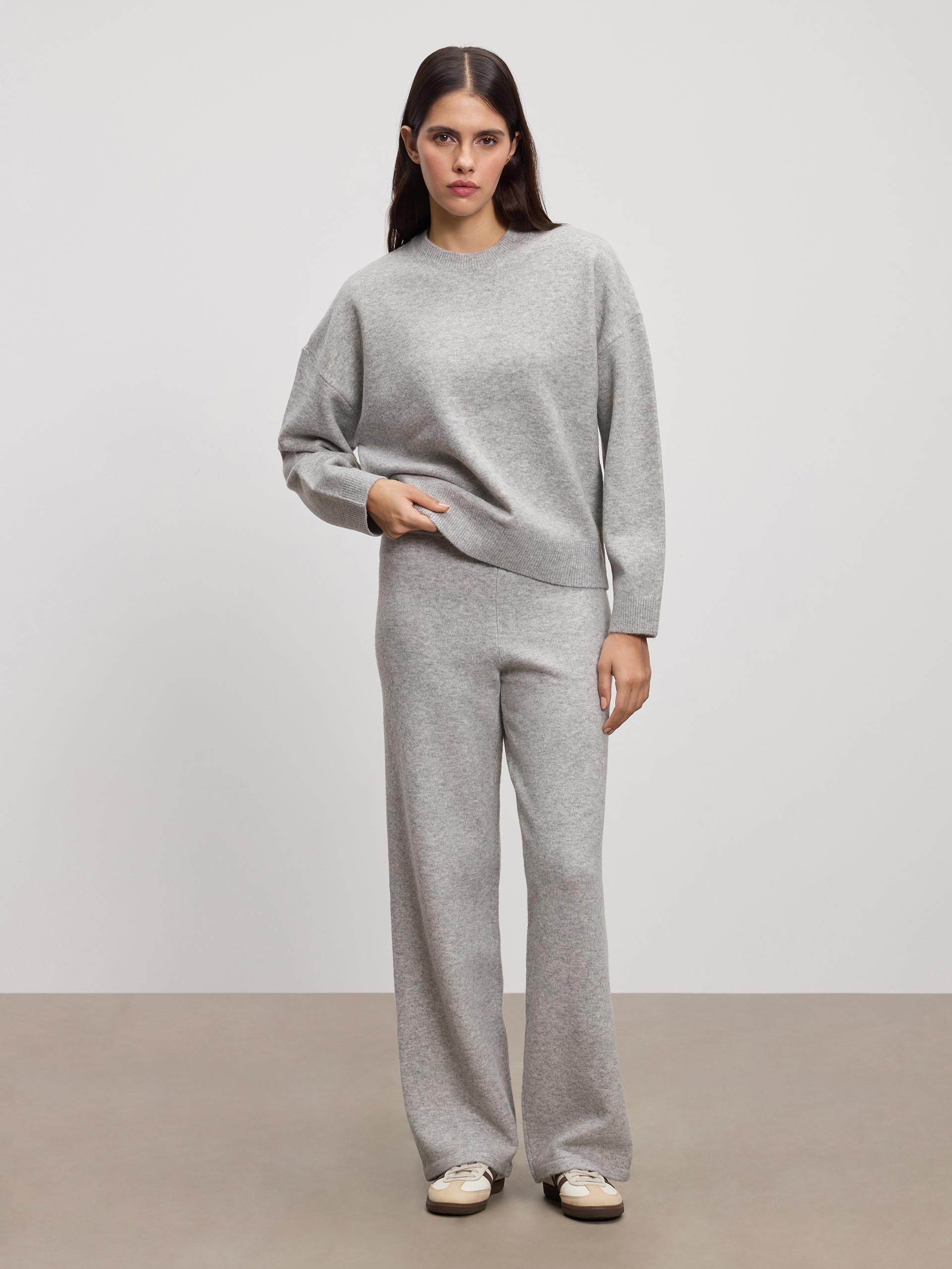 Womens Chunky Wool Sweatshirt in Grey Marl