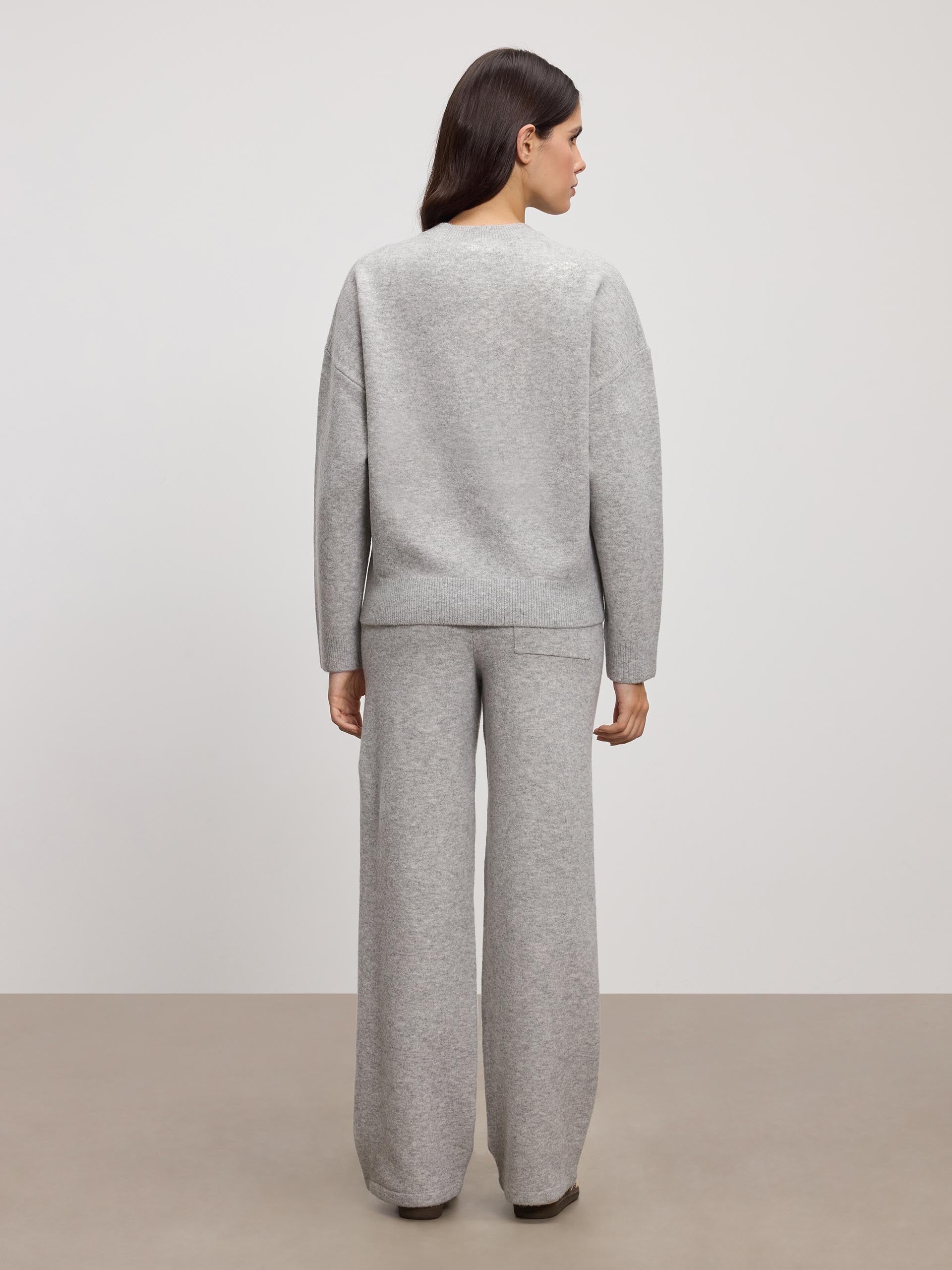 Womens Chunky Wool Sweatshirt in Grey Marl