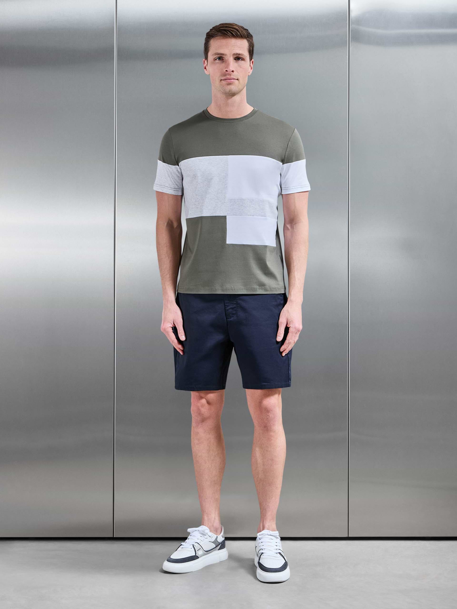 Colour Block T-Shirt in Sage