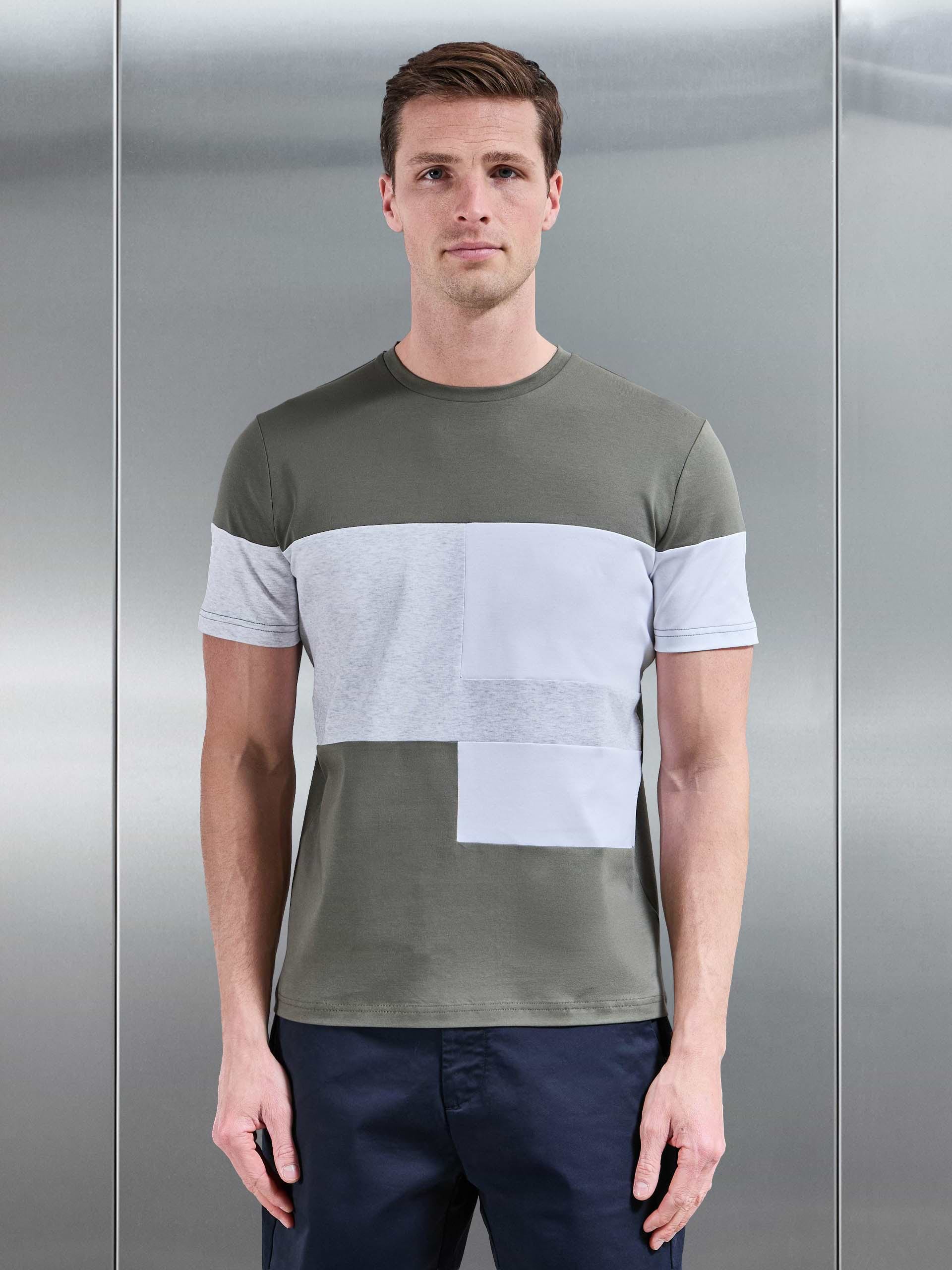 Colour Block T-Shirt in Sage