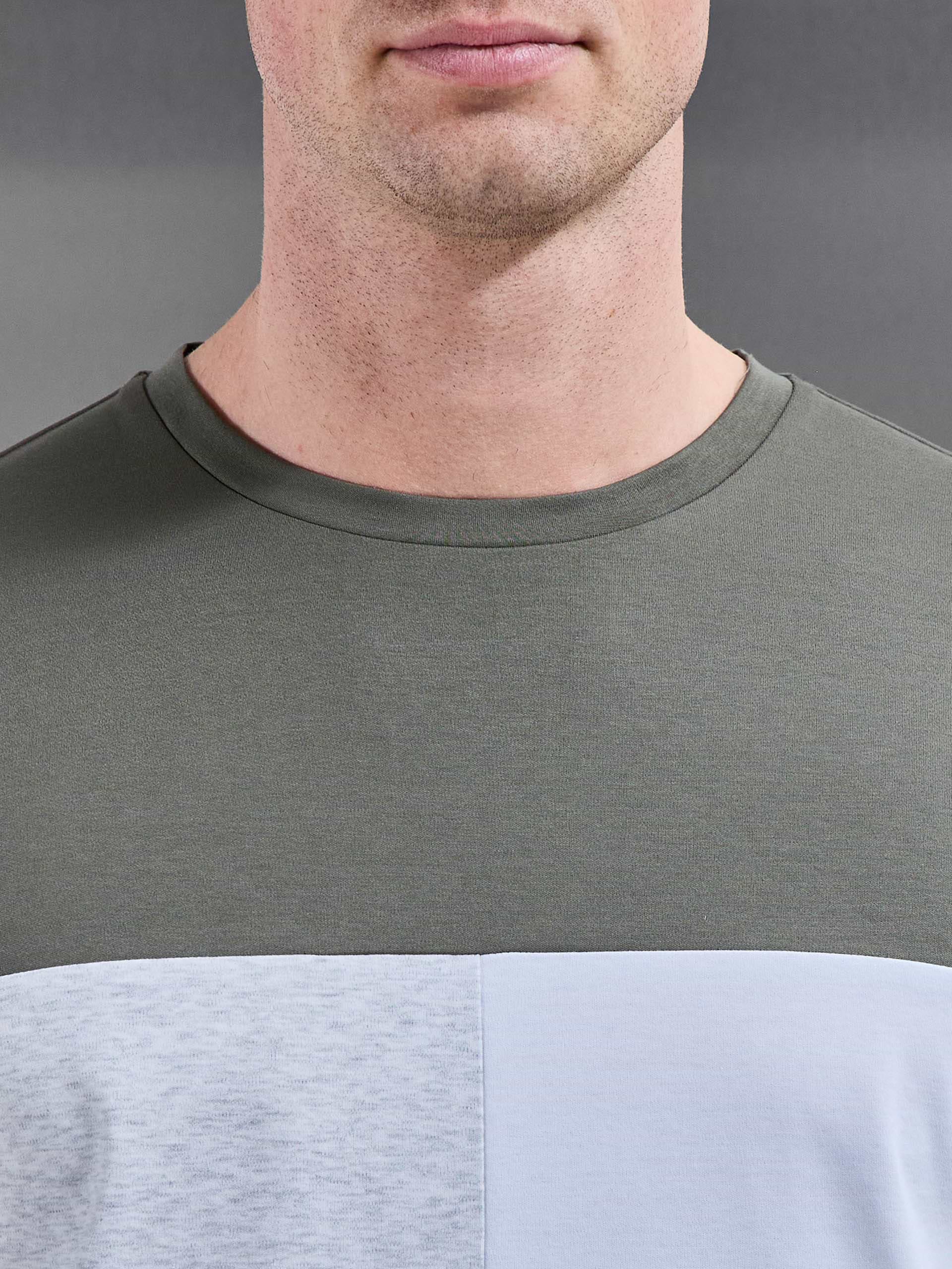 Colour Block T-Shirt in Sage