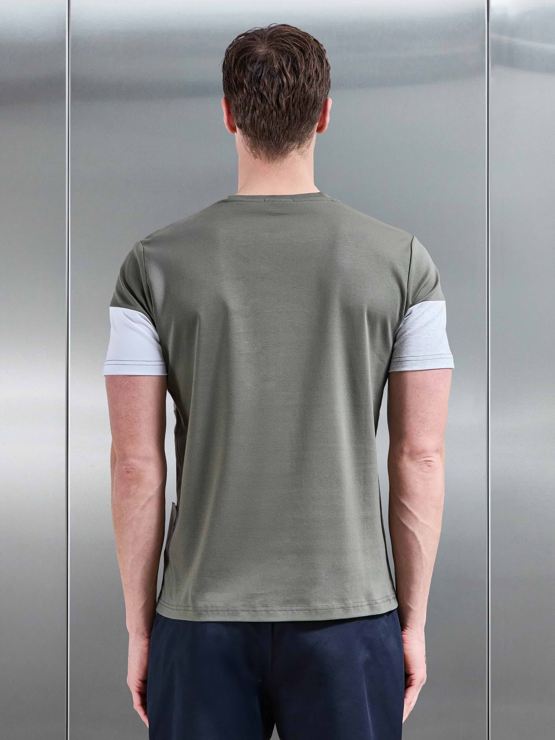 Colour Block T-Shirt in Sage