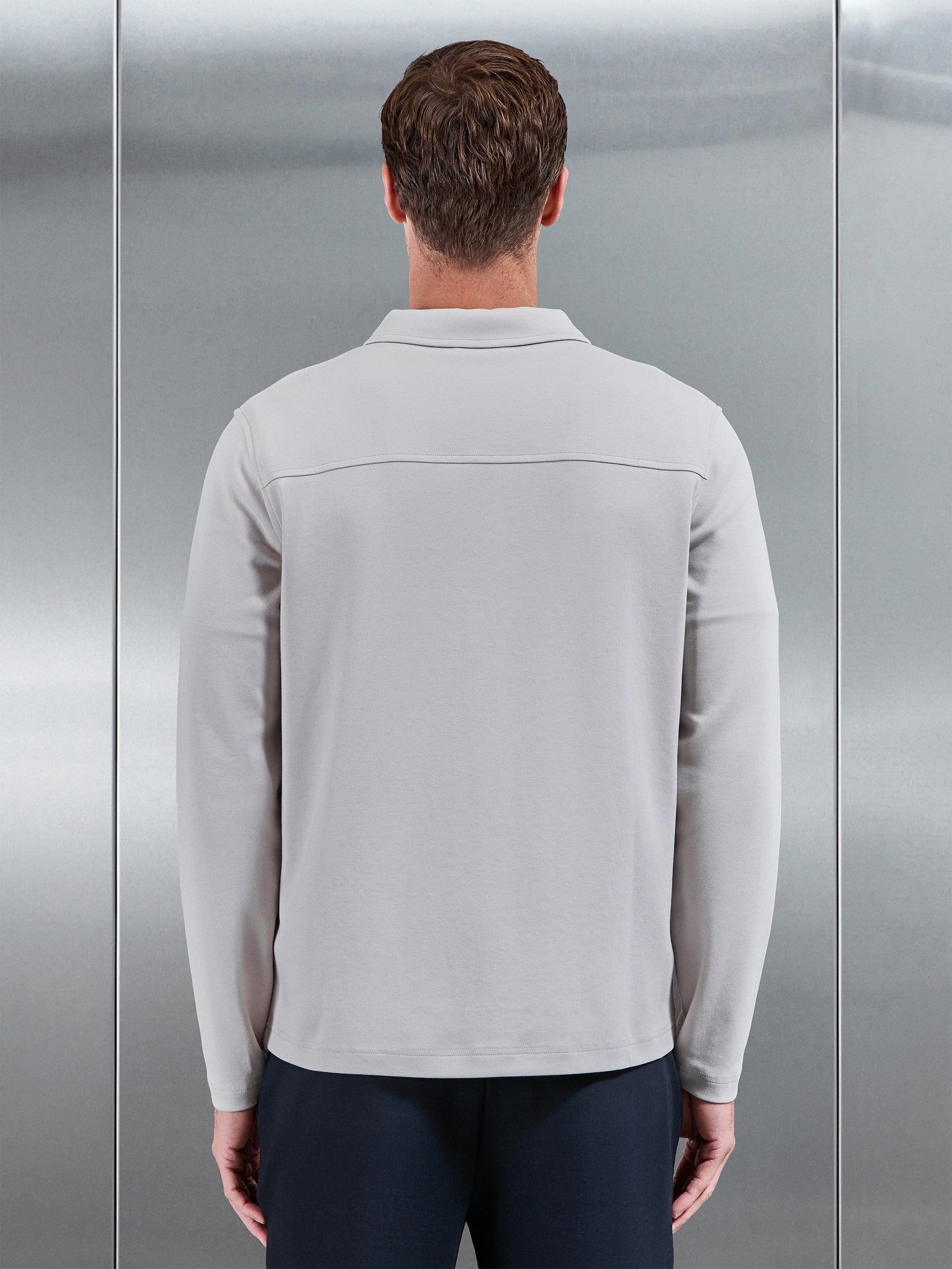 Cotton Jersey Zip Through Overshirt in Mid Grey