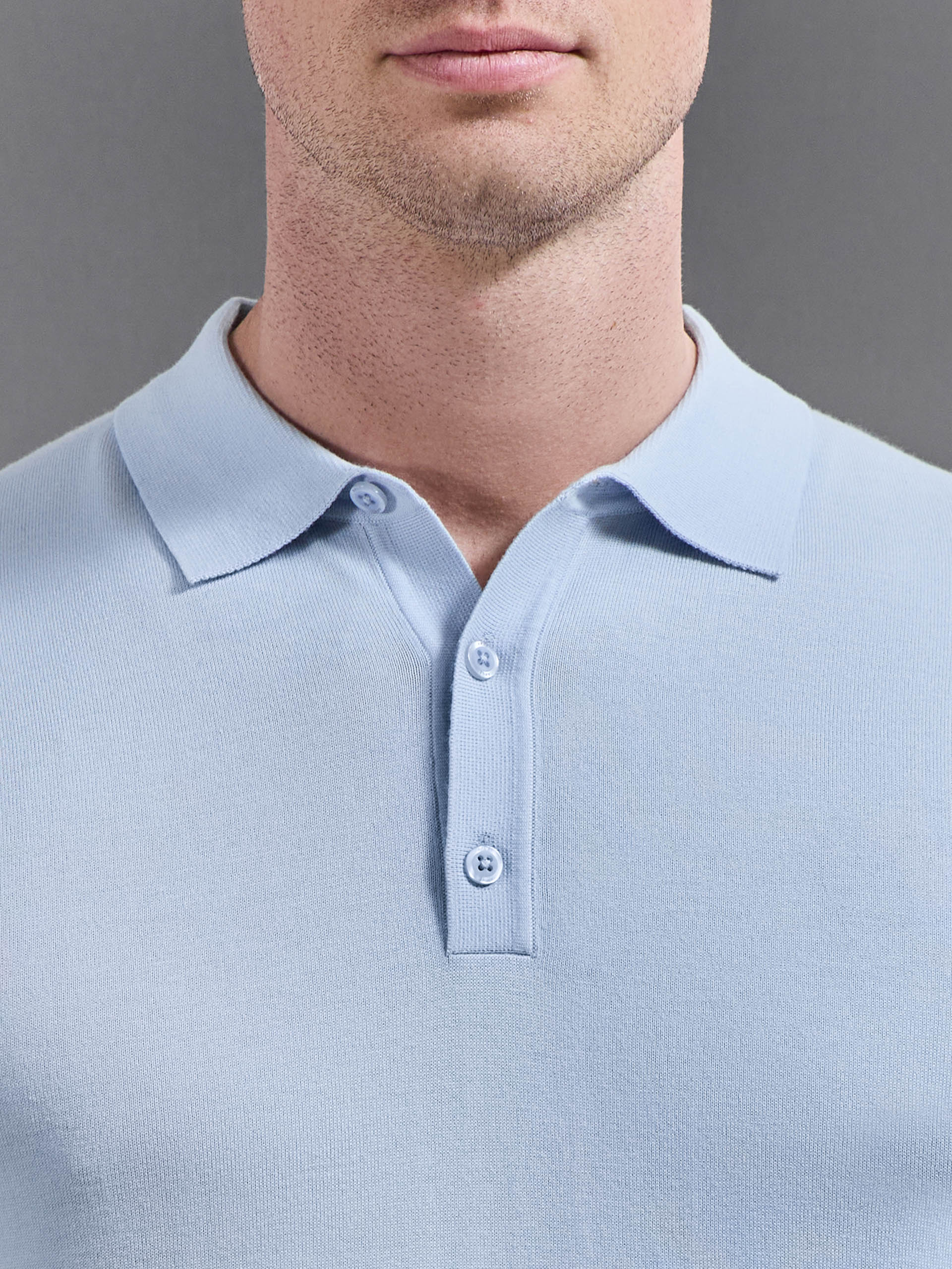 Cotton And Silk Polo Shirt in Light Blue