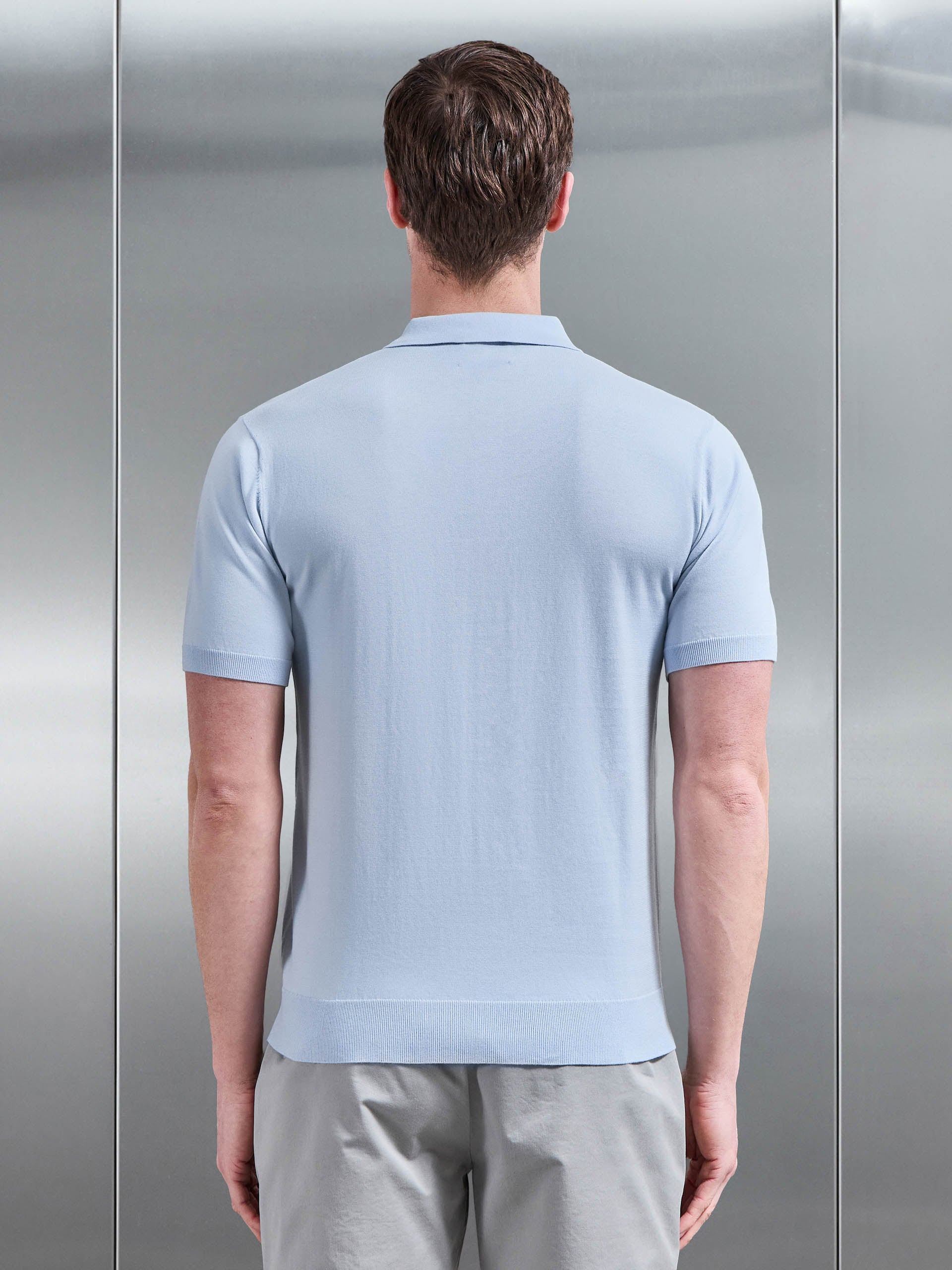Cotton And Silk Polo Shirt in Light Blue