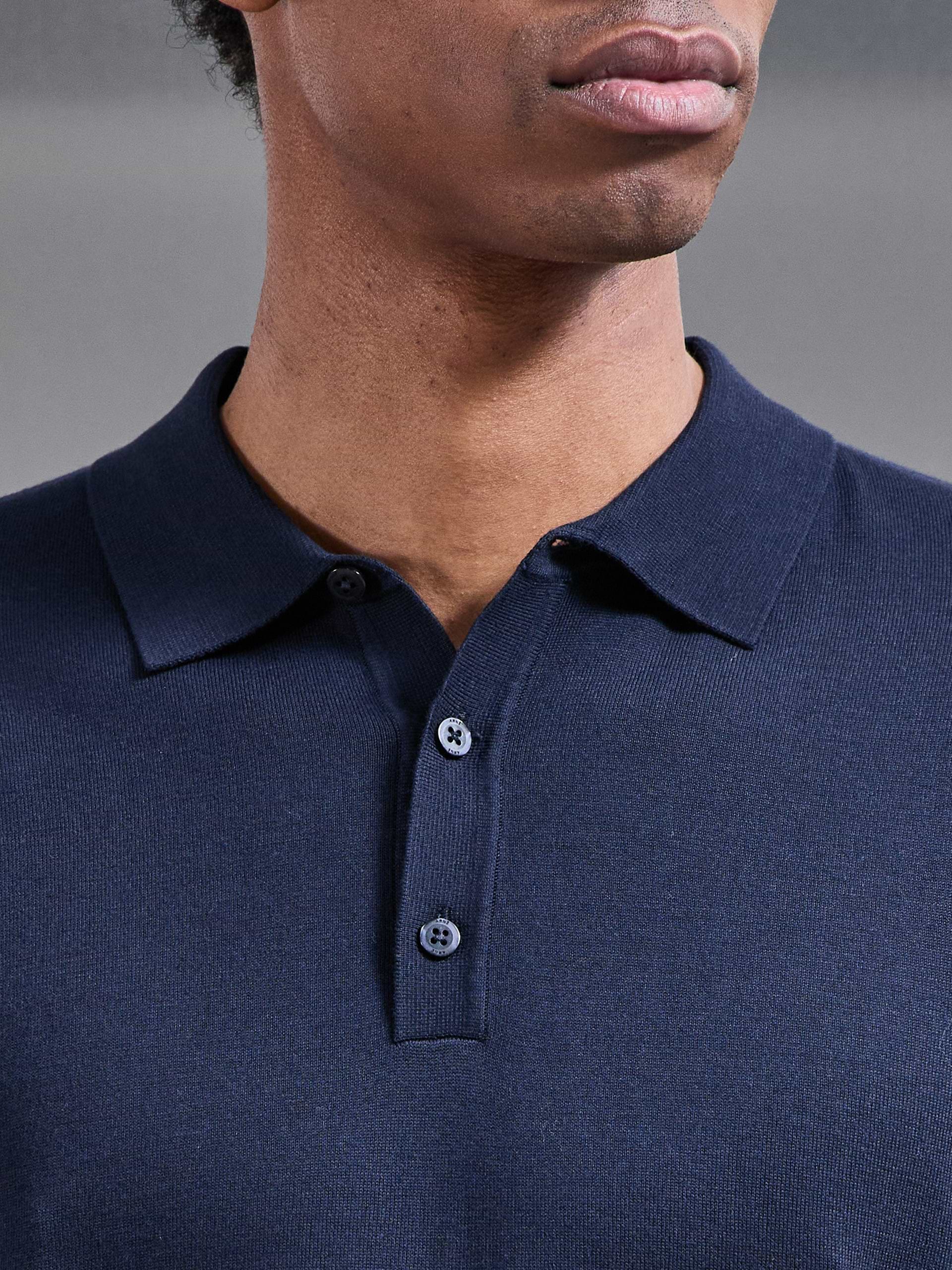 Cotton And Silk Polo Shirt in Navy