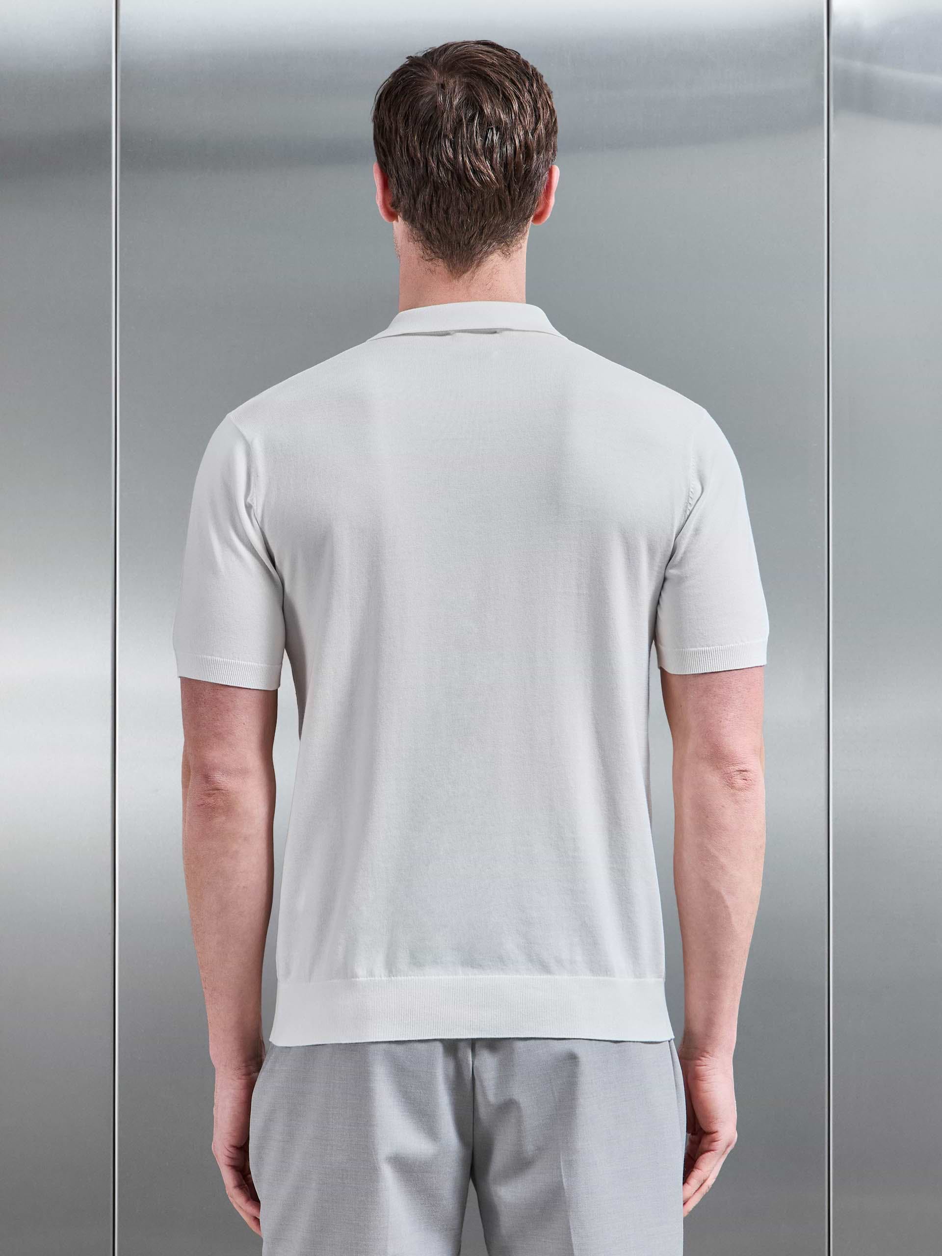 Cotton And Silk Polo Shirt in Off White