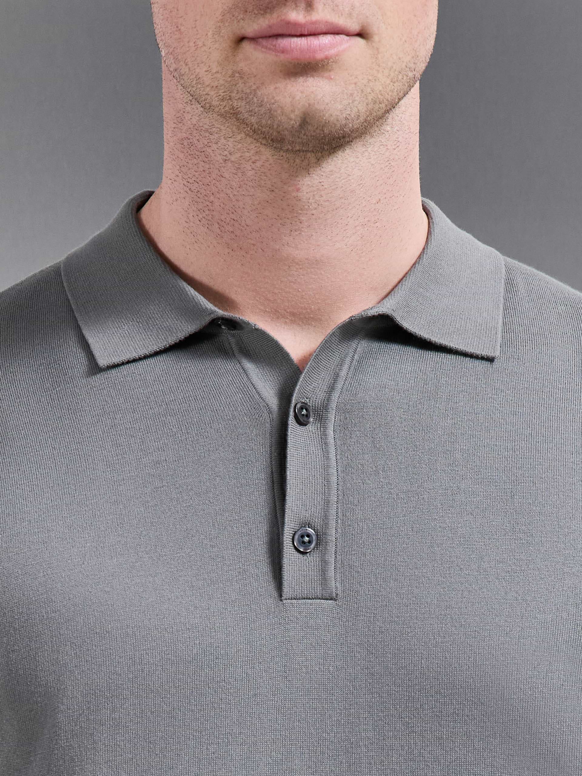Cotton And Silk Polo Shirt in Sage