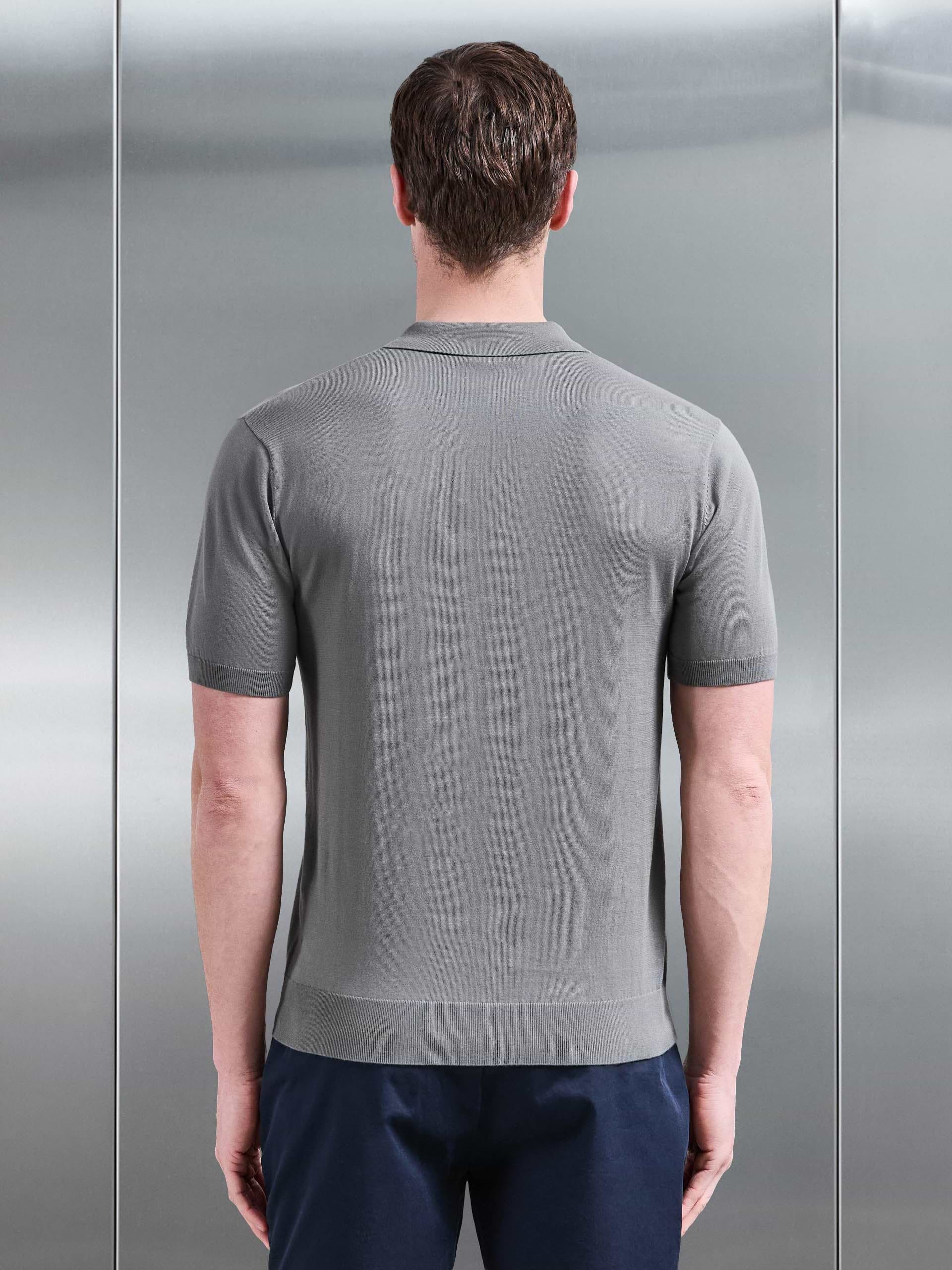 Cotton And Silk Polo Shirt in Sage