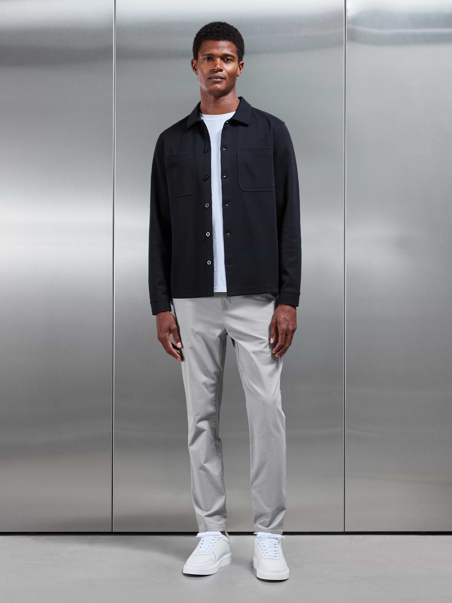 Cotton Jersey Overshirt in Black