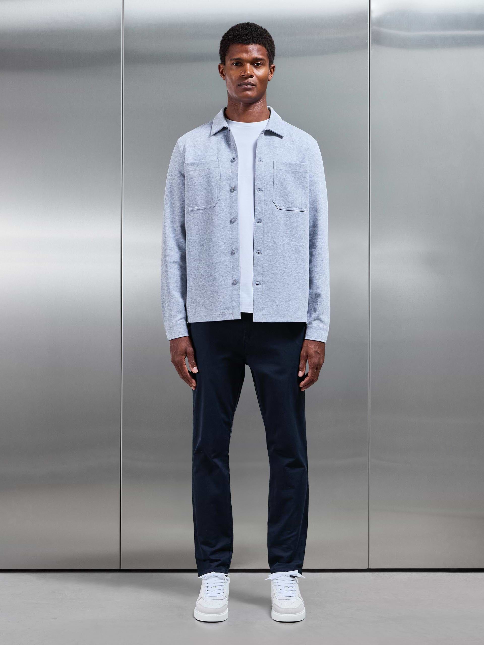 Cotton Jersey Overshirt in Marl Grey