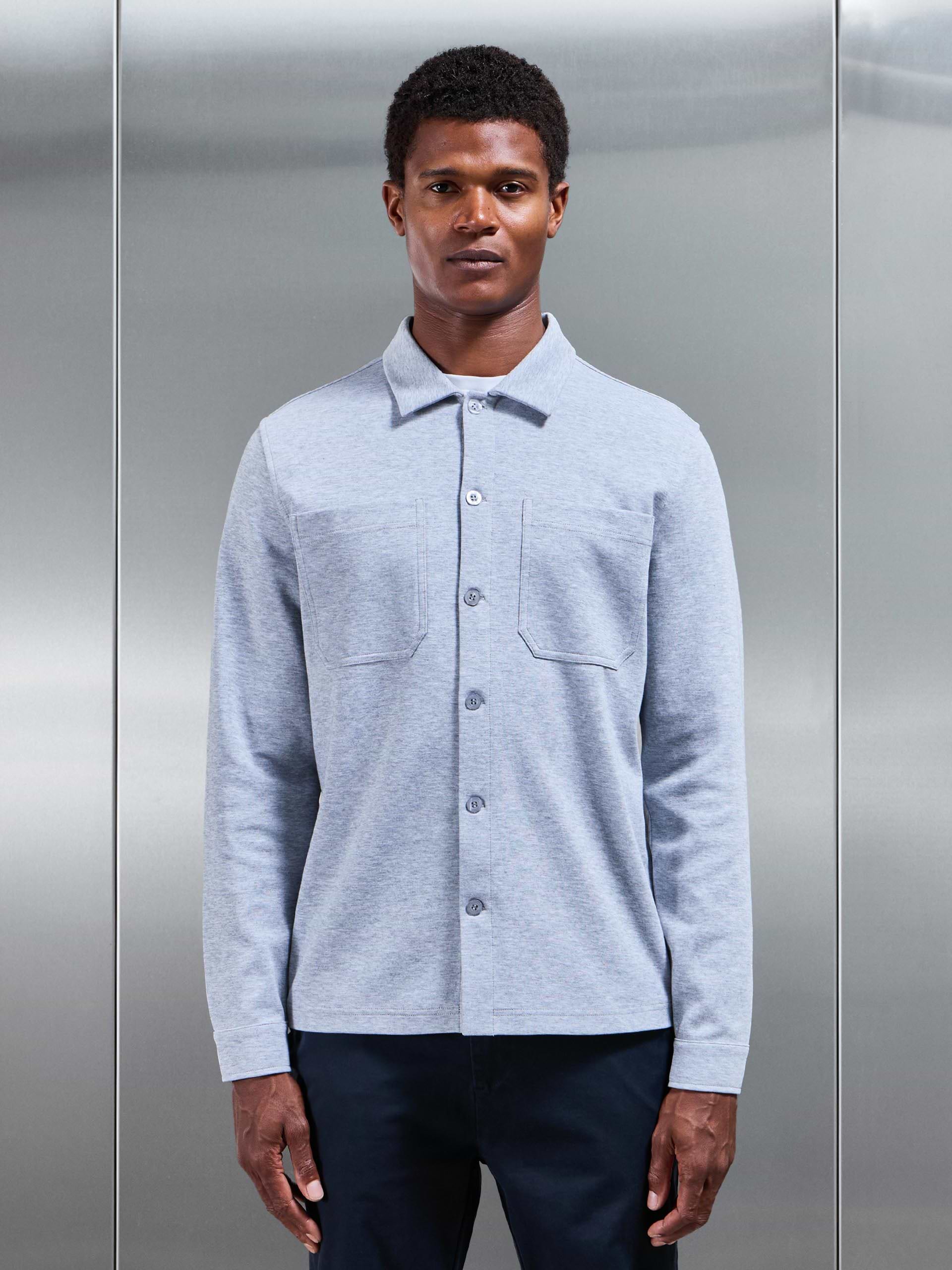 Cotton Jersey Overshirt in Marl Grey