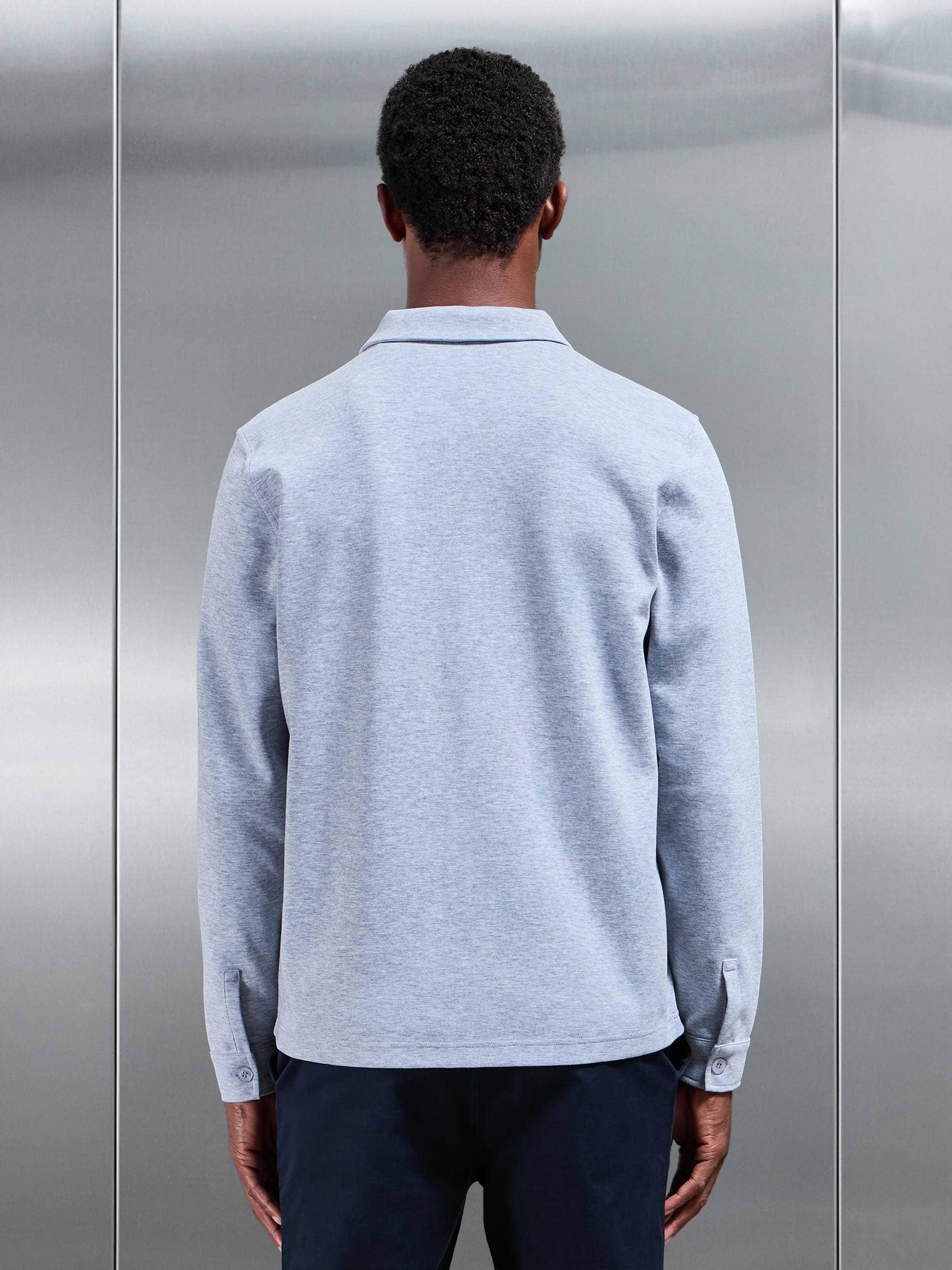 Cotton Jersey Overshirt in Marl Grey