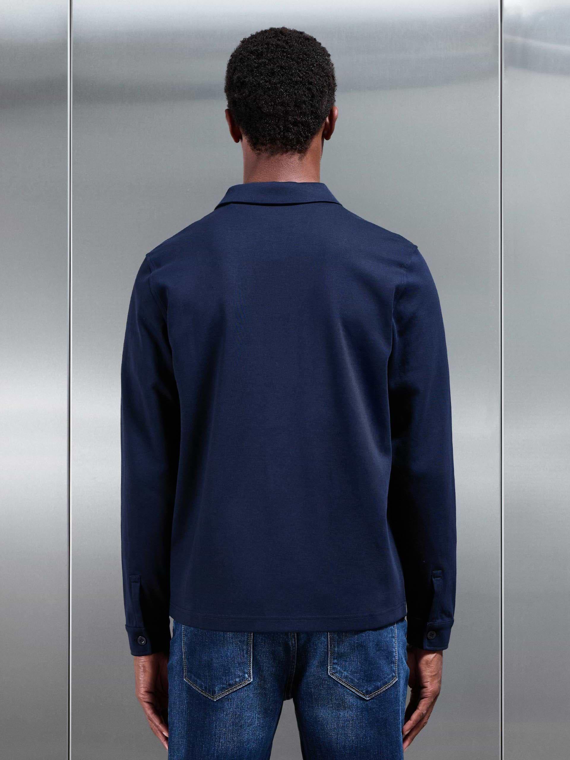 Cotton Jersey Overshirt in Navy