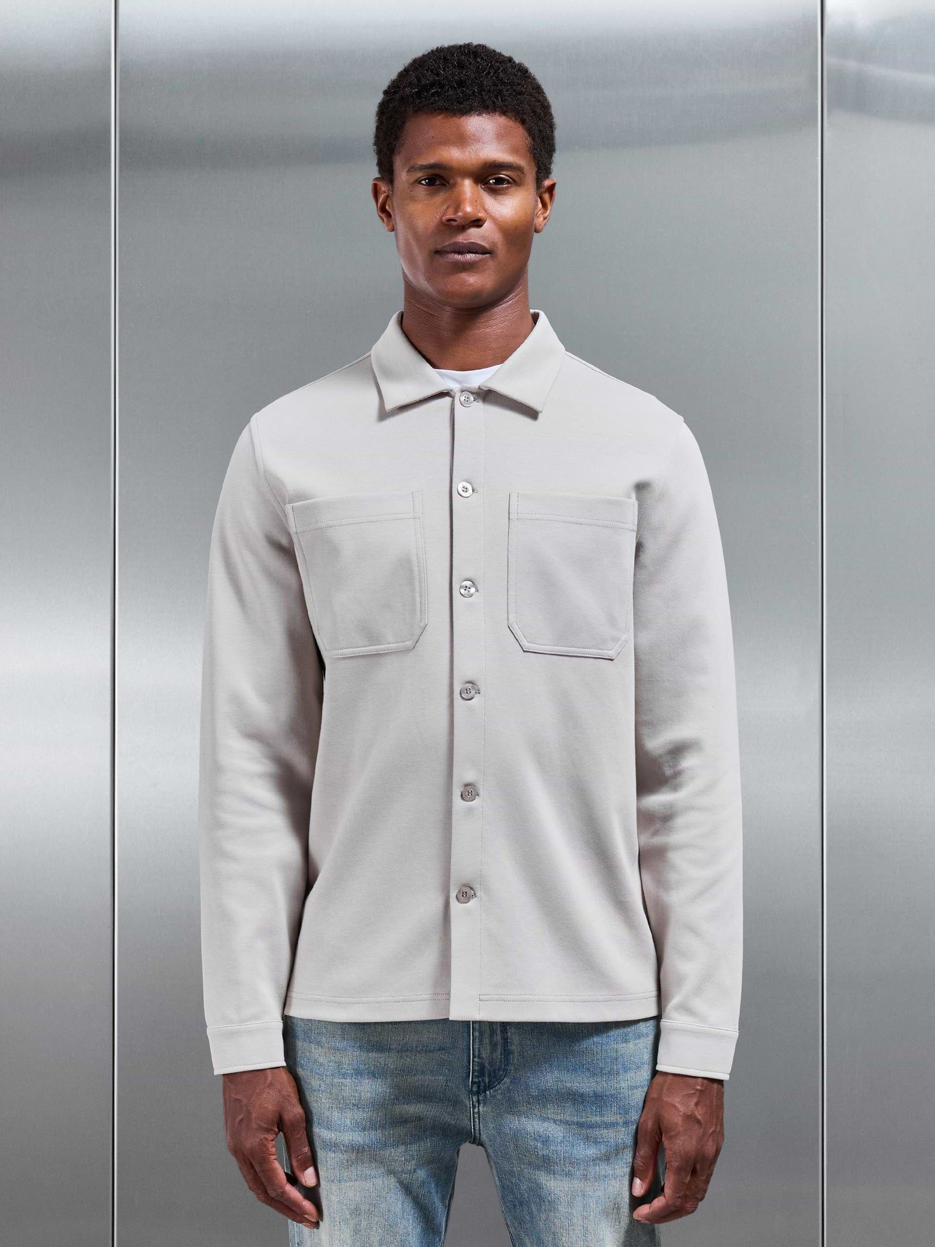 Cotton Jersey Overshirt in Stone