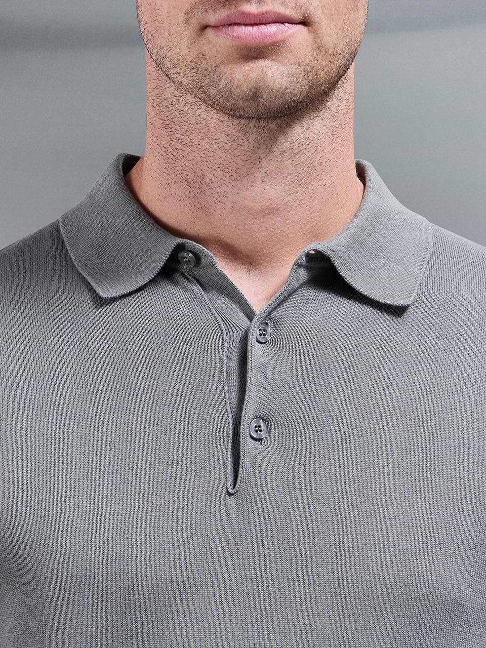 Knitted Button Polo Shirt in Sage