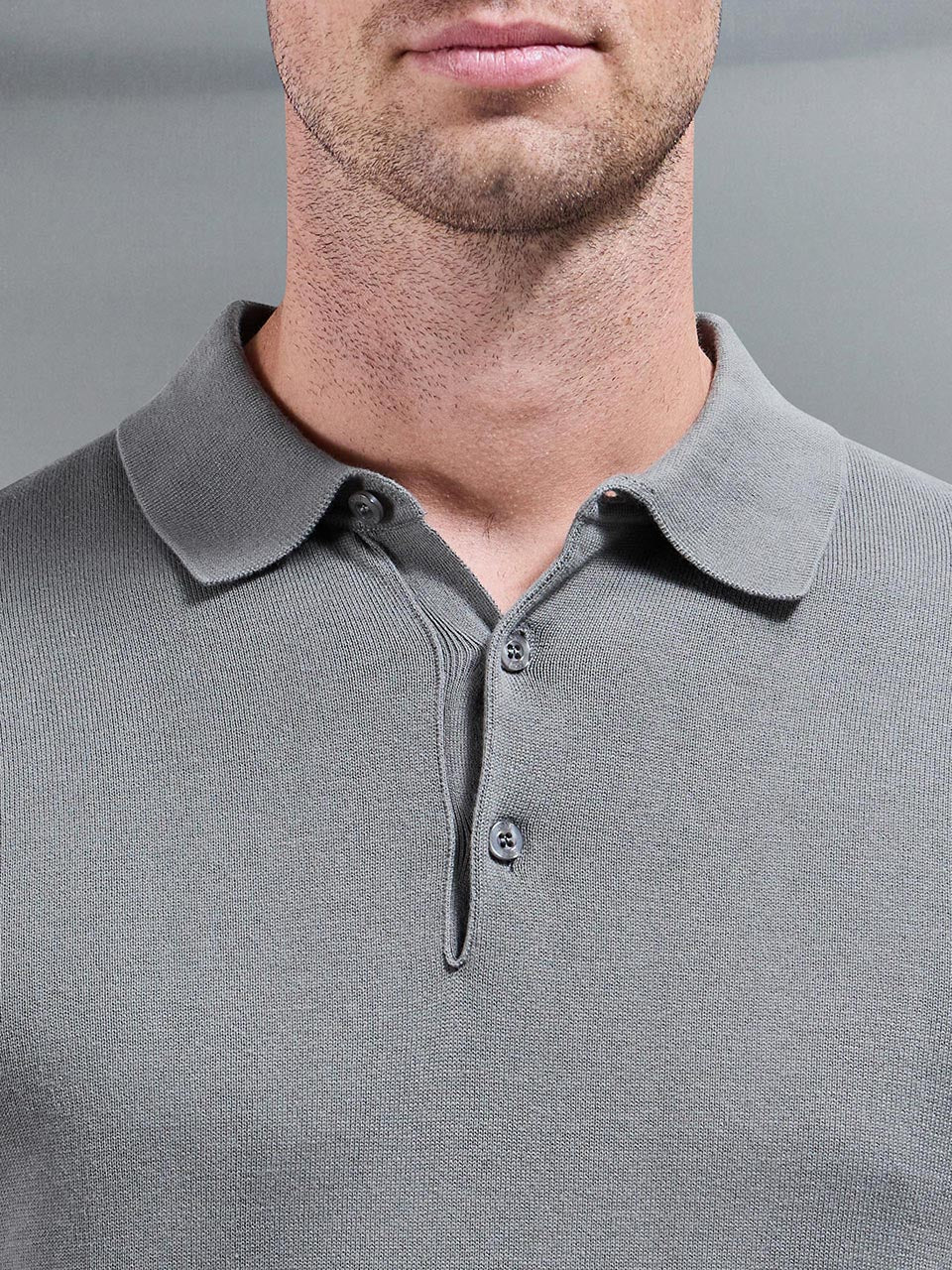 Knitted Button Polo Shirt in Sage