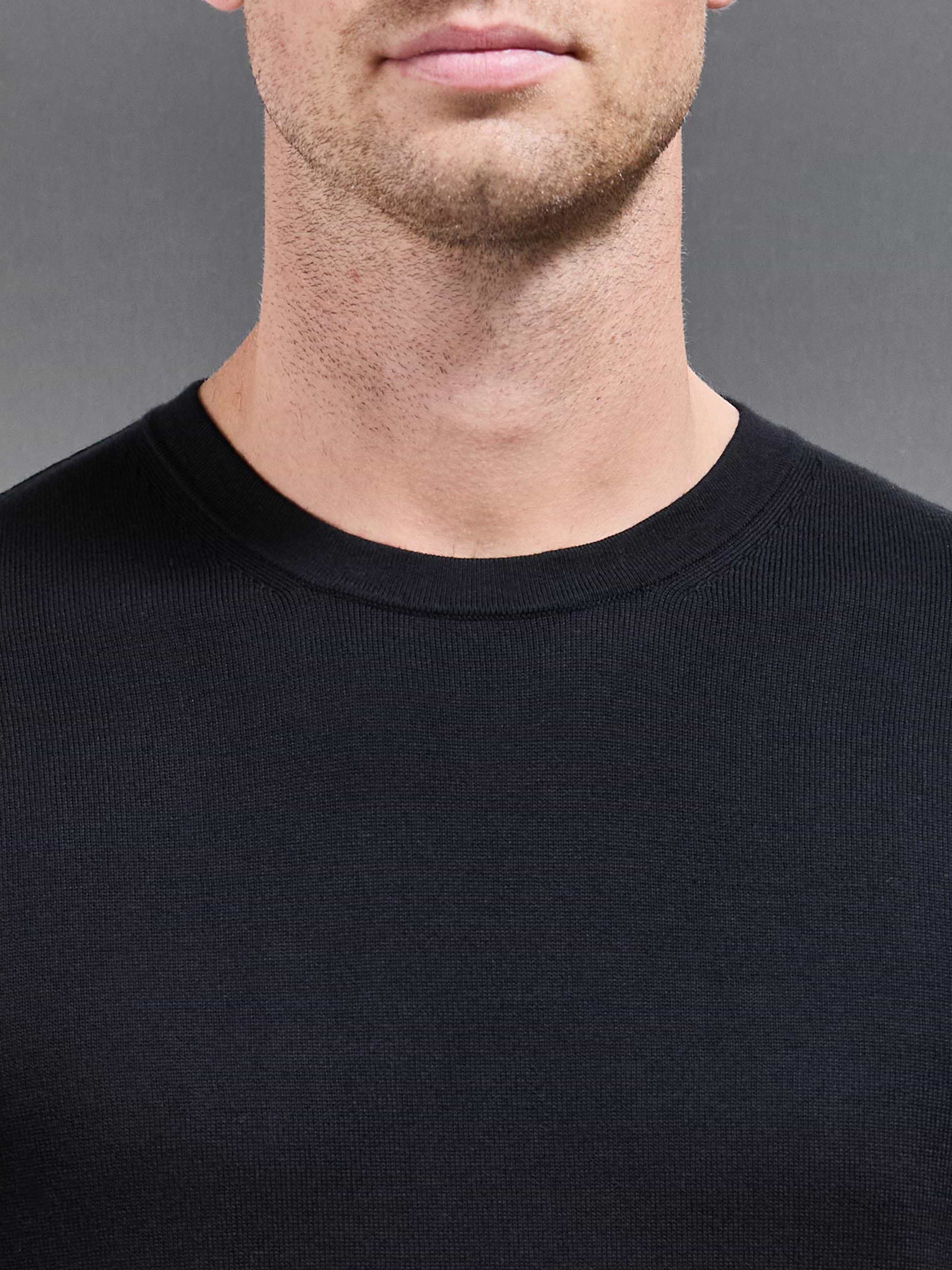 Cotton Knitted T-Shirt in Black