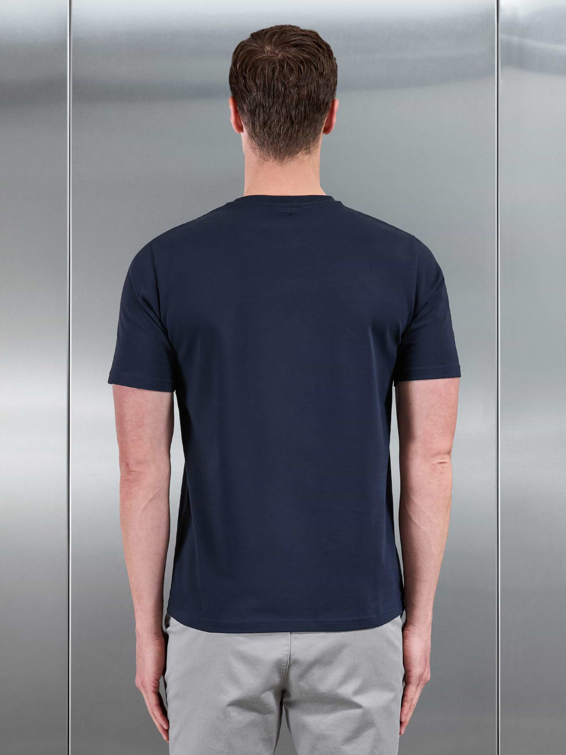 Cotton Stretch Colour Block T-Shirt in Navy