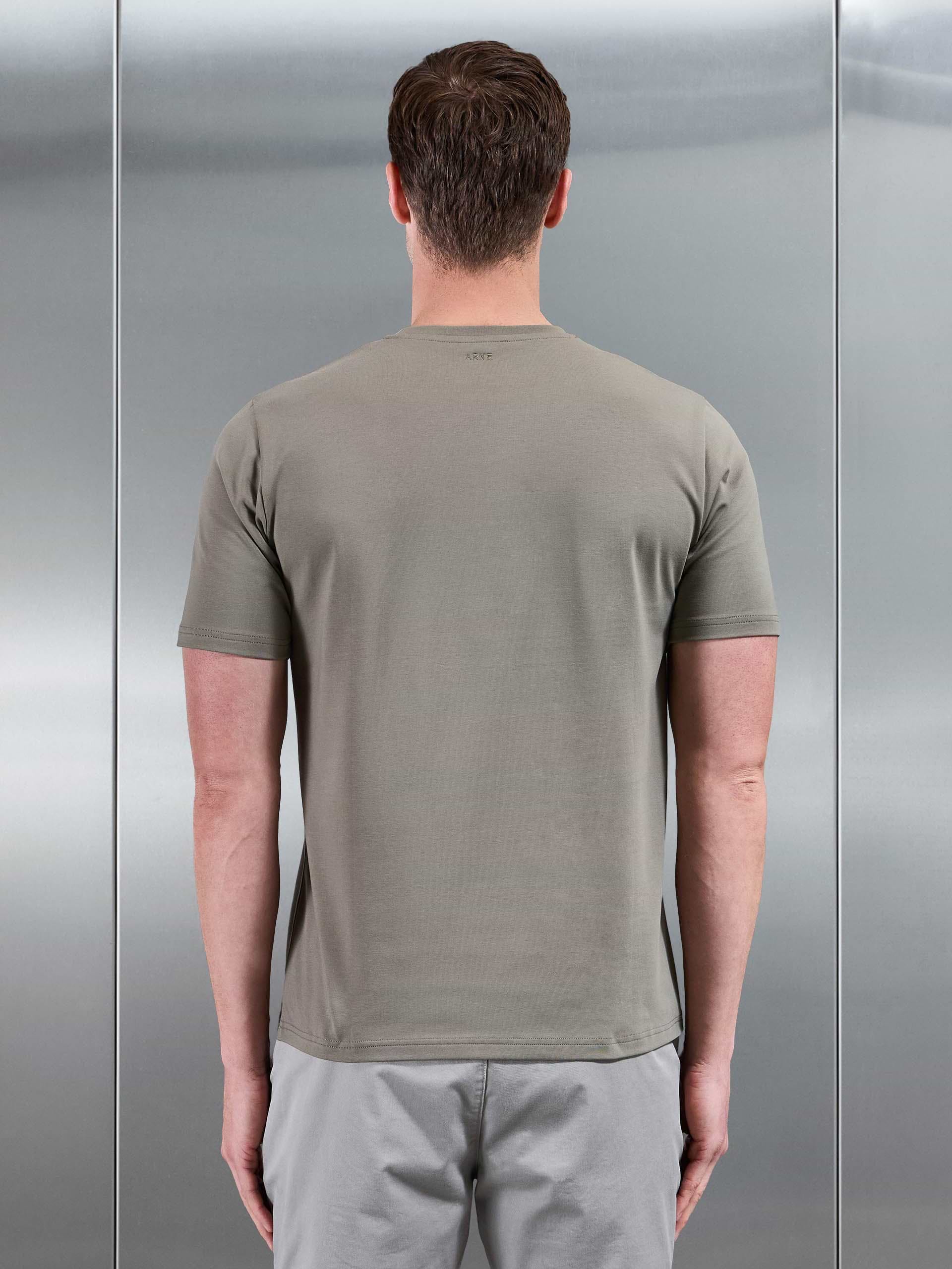 Cotton Stretch Colour Block T-Shirt in Sage
