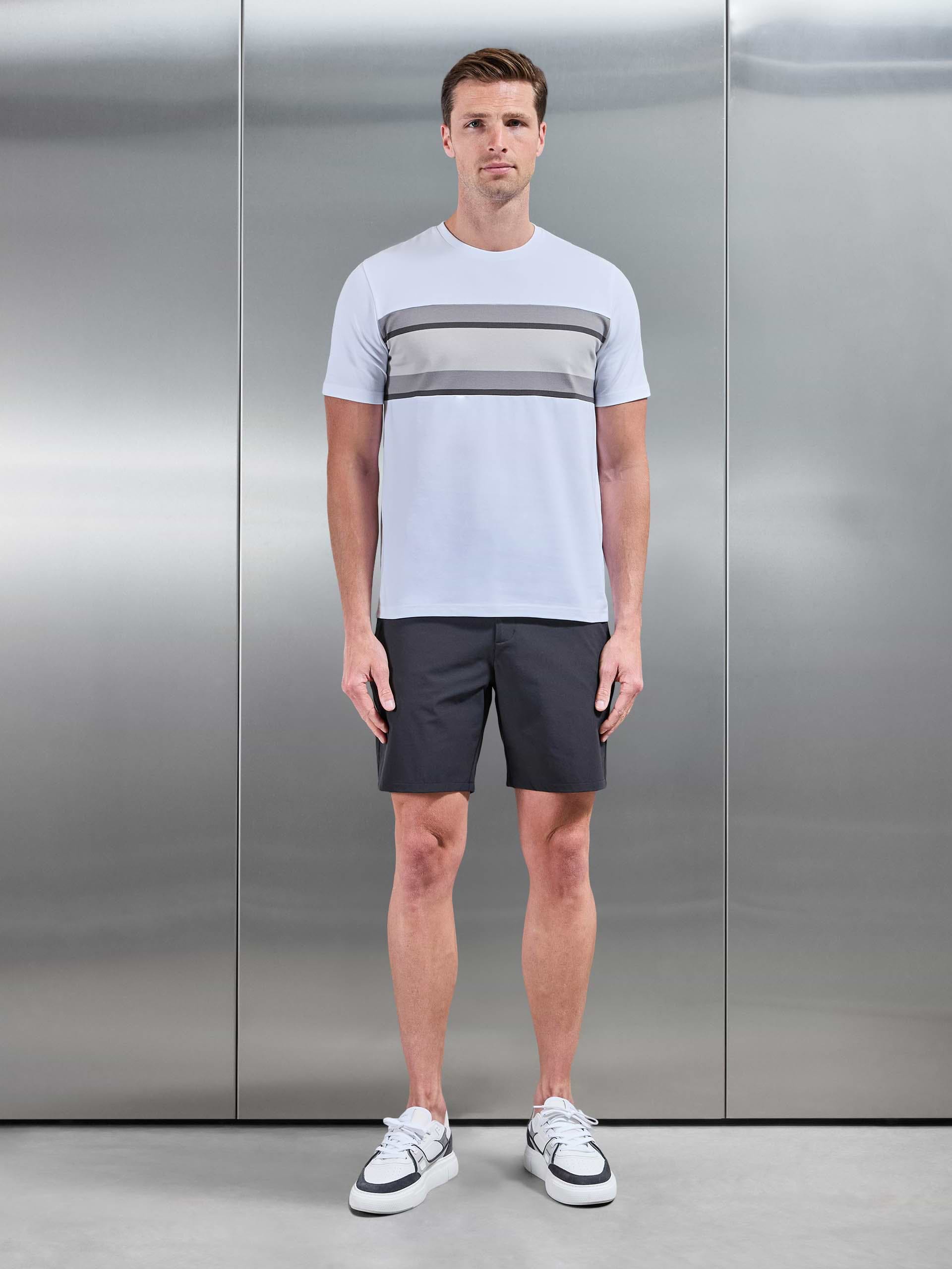 Cotton Stretch Colour Block T-Shirt in White