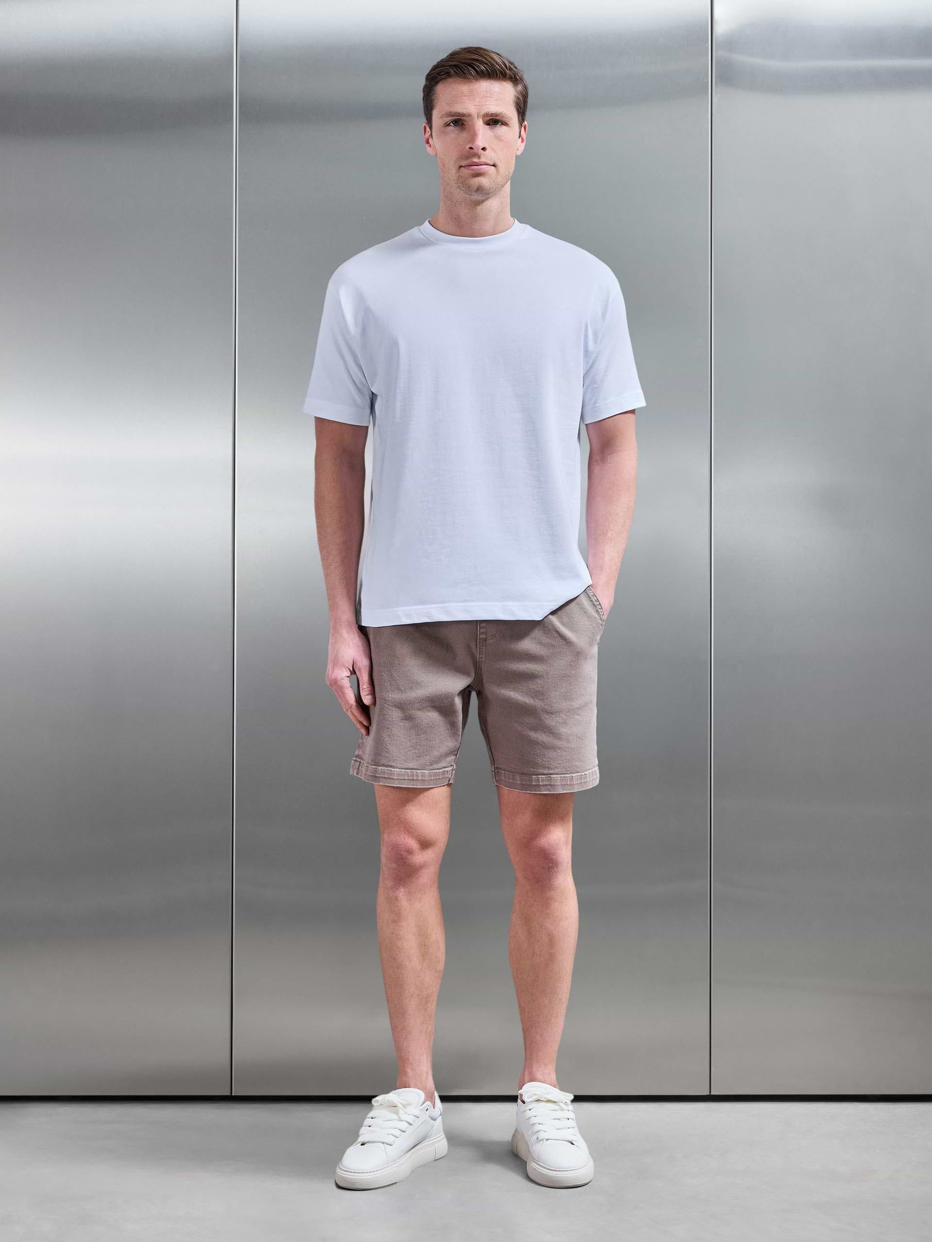 Cotton Twill Stretch Short in Taupe