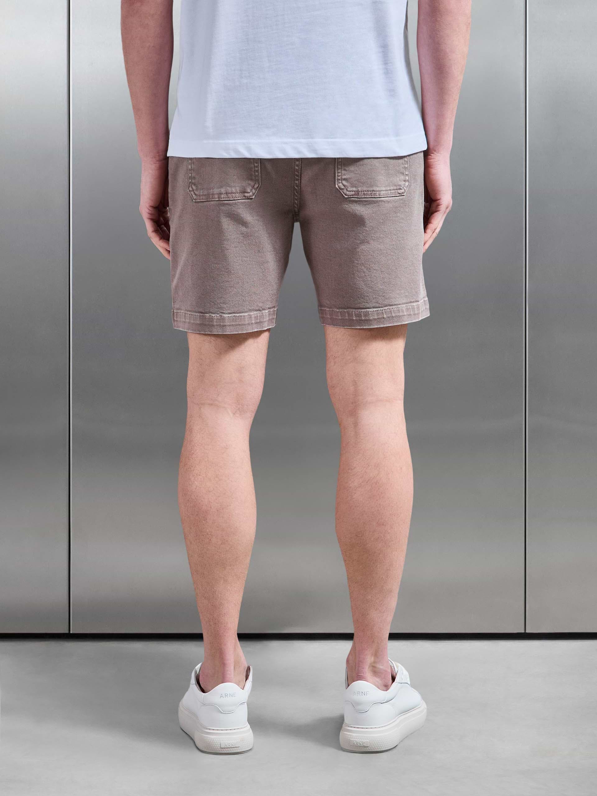 Cotton Twill Stretch Short in Taupe
