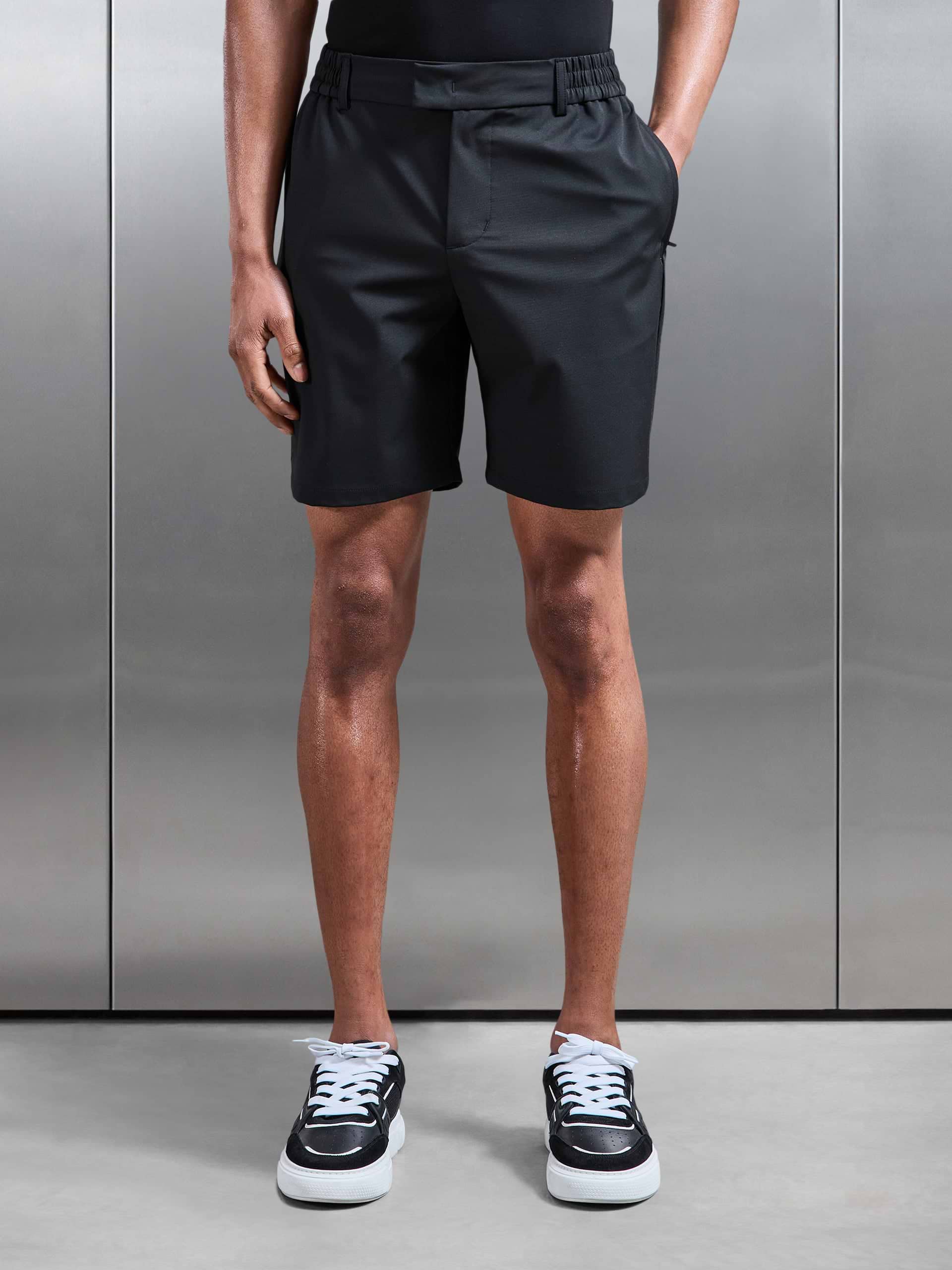 Crease Resistant Stretch Chino Short in Black