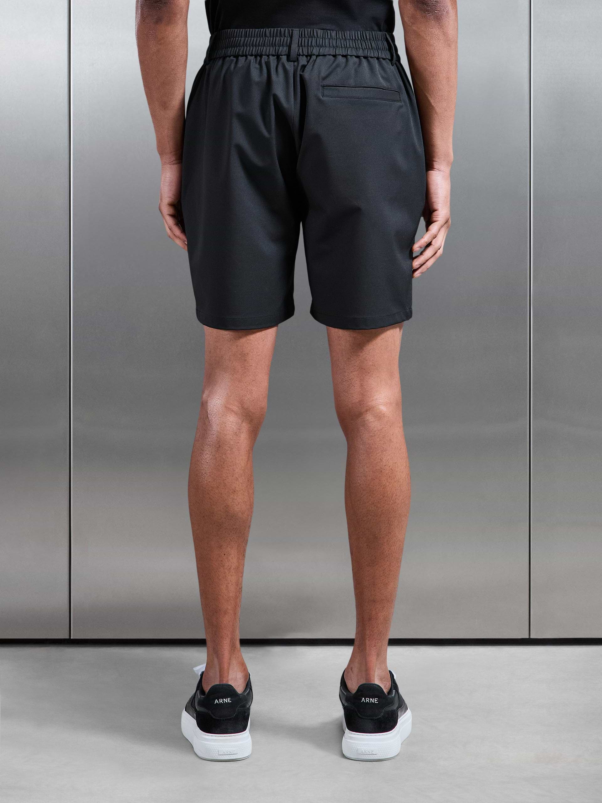 Crease Resistant Stretch Chino Short in Black