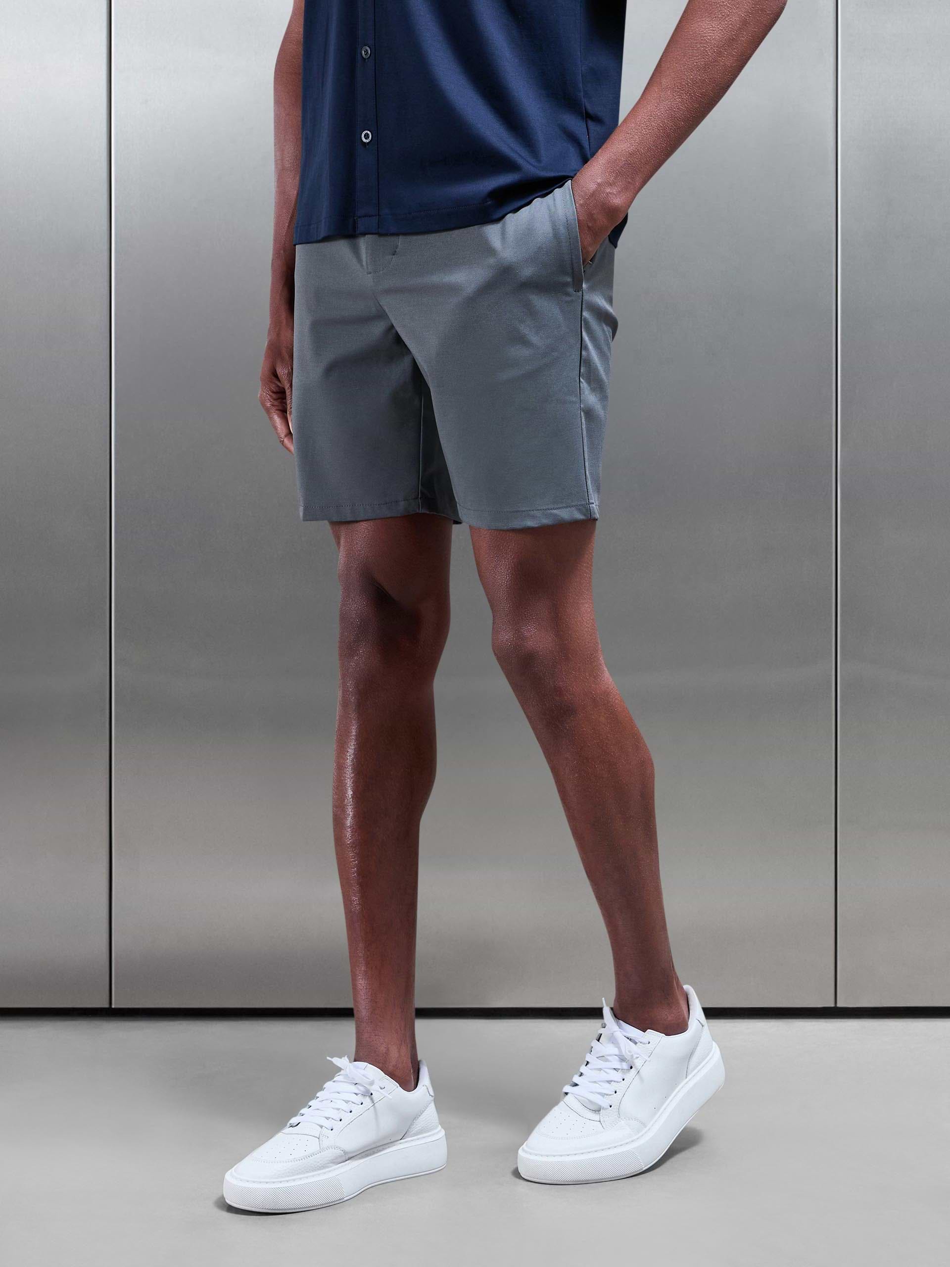 Nylon Stretch Chino Short in Grey