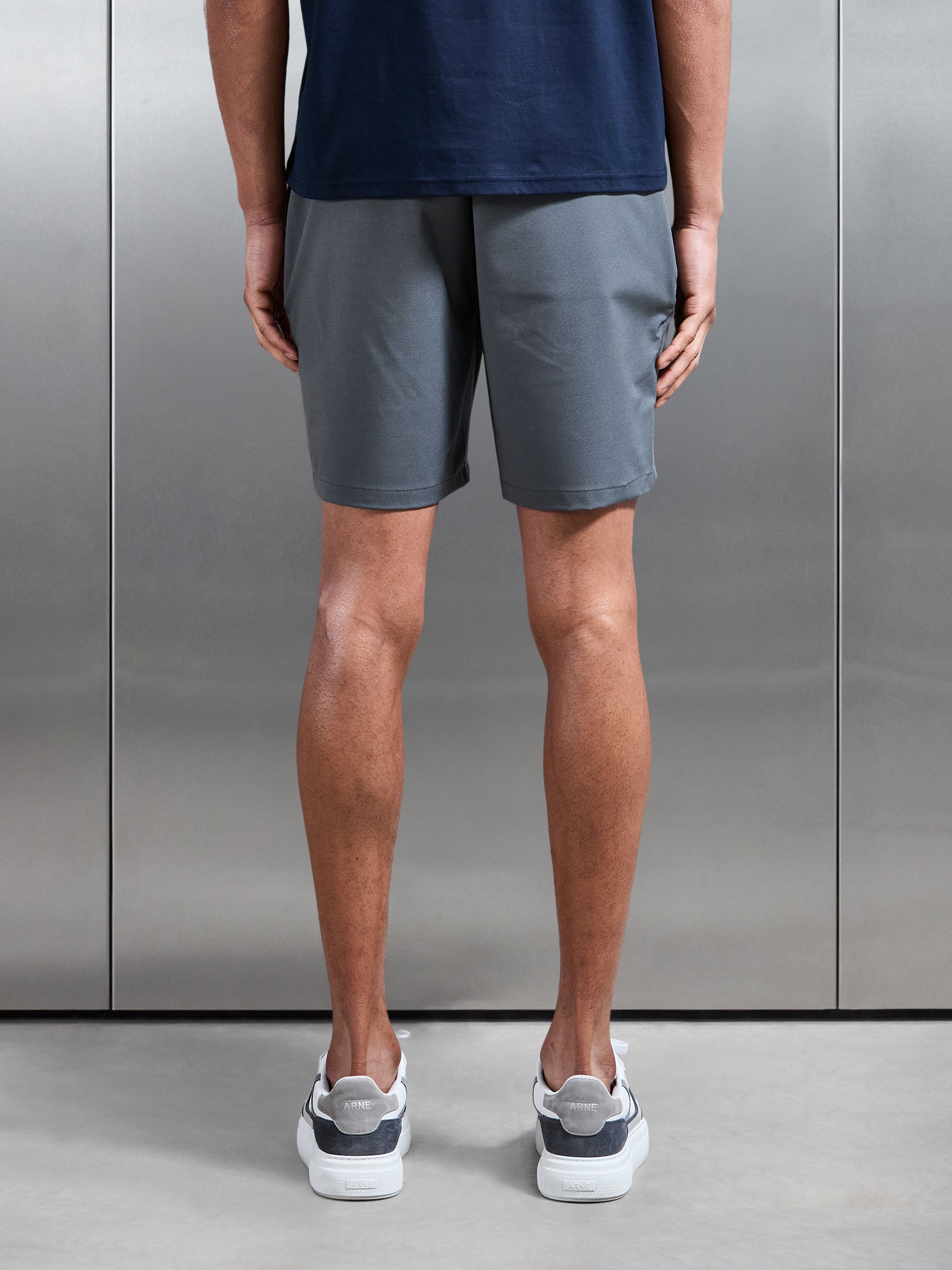 Crease Resistant Stretch Chino Short in Grey
