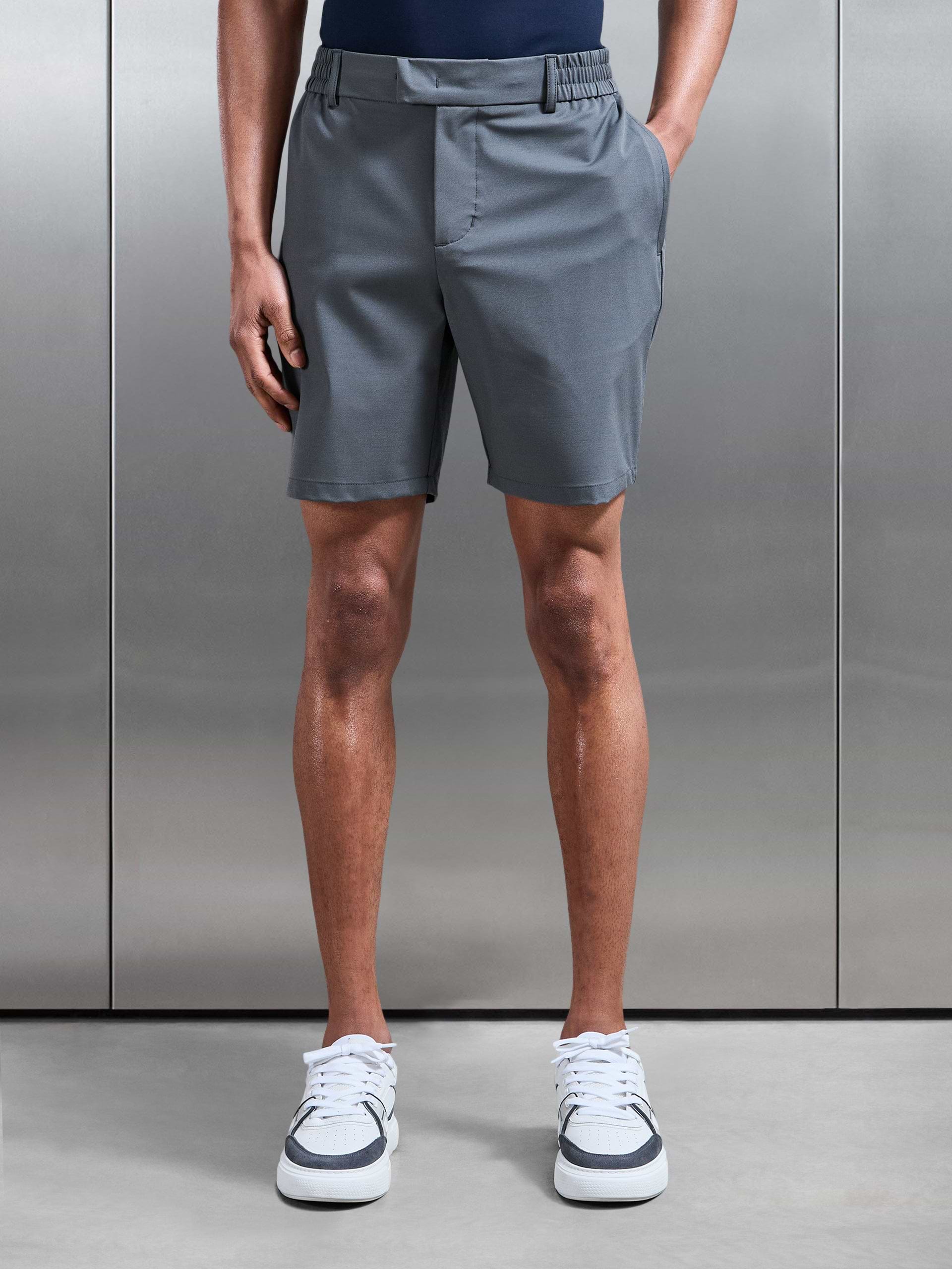 Crease Resistant Stretch Chino Short in Grey