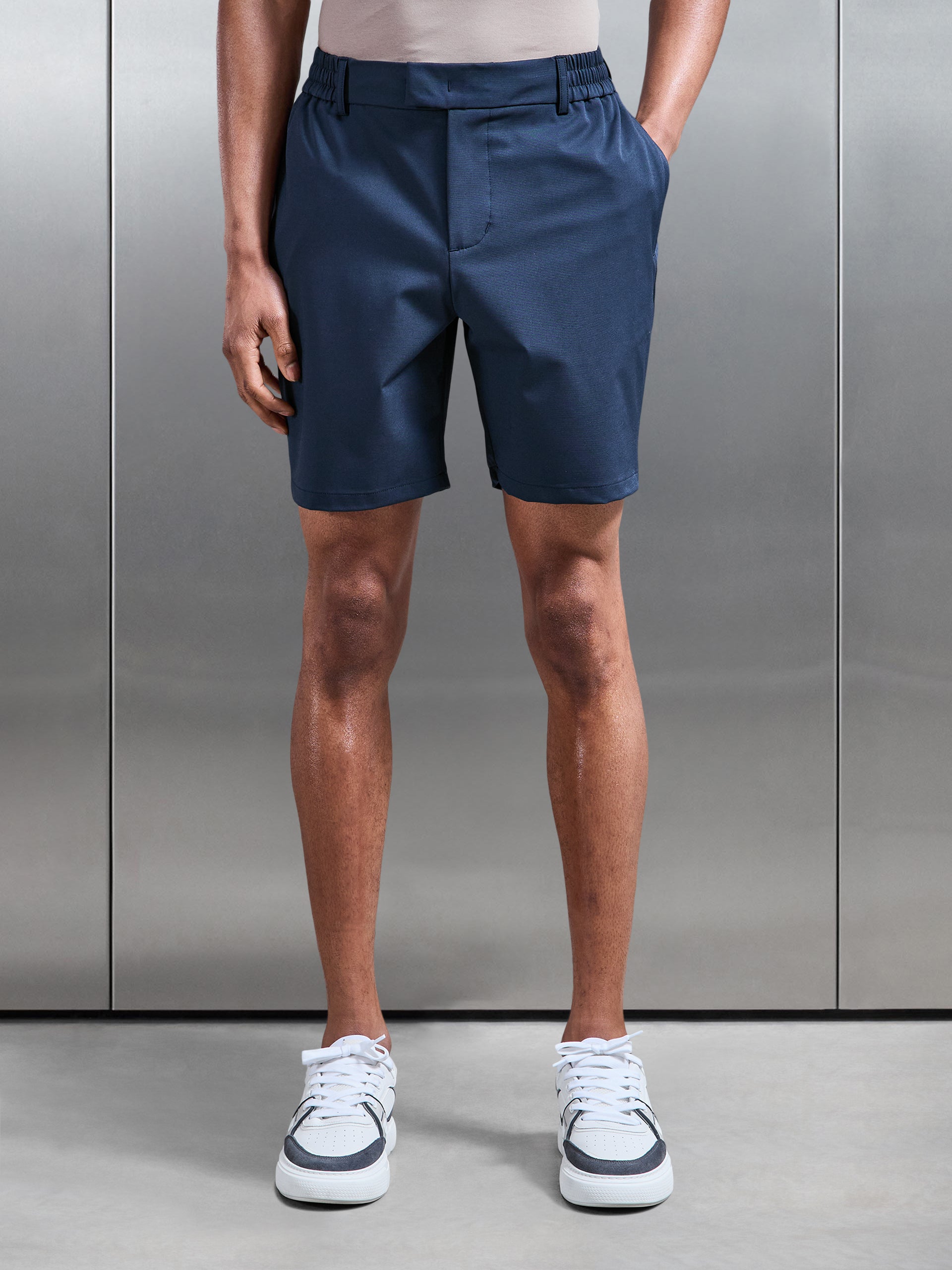 Crease Resistant Stretch Chino Short in Navy