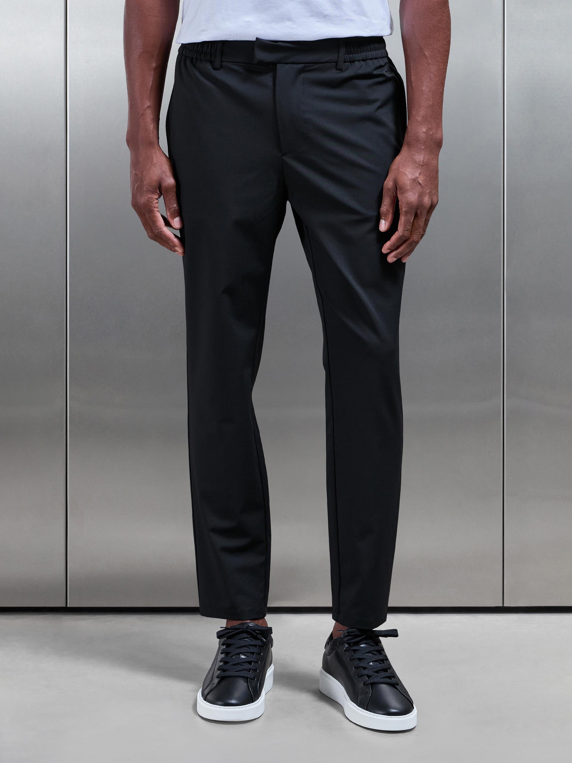 Crease Resistant Stretch Chino Trouser in Black