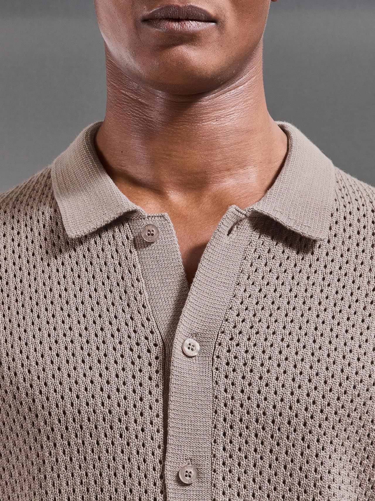 Crochet Shirt in Taupe