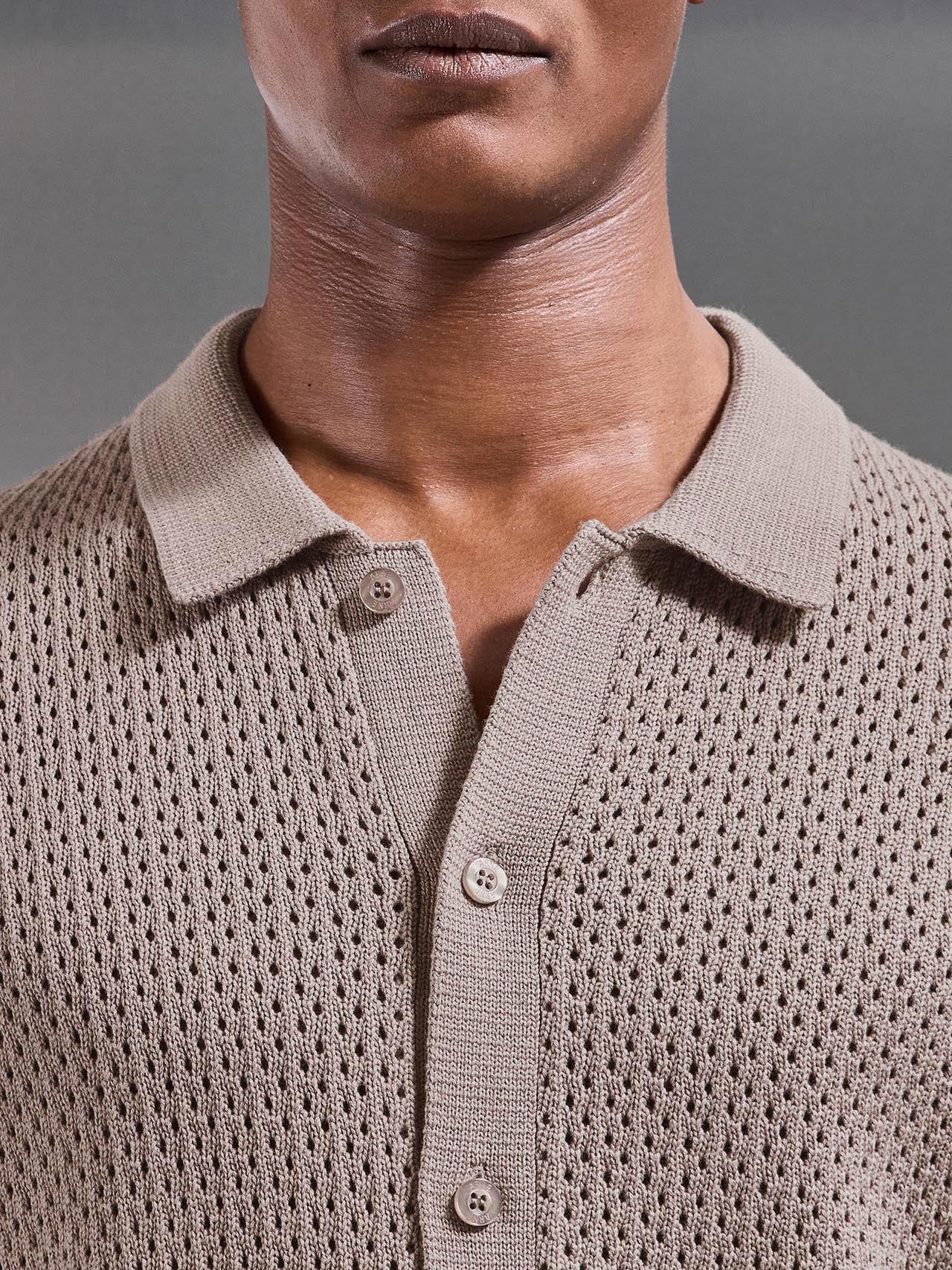 Crochet Shirt in Taupe